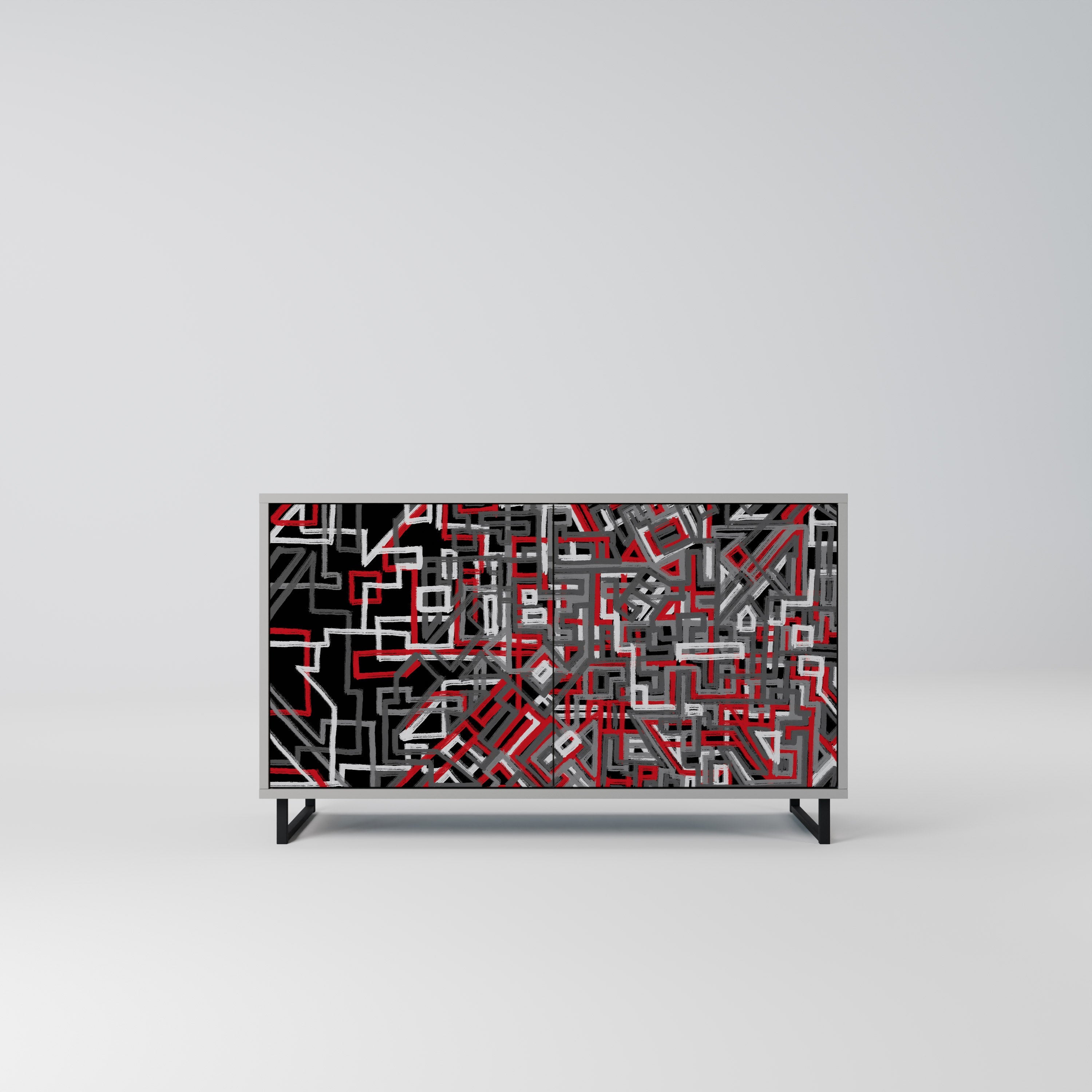 BROKEN LINES Sideboard mit 2 Türen in Grau