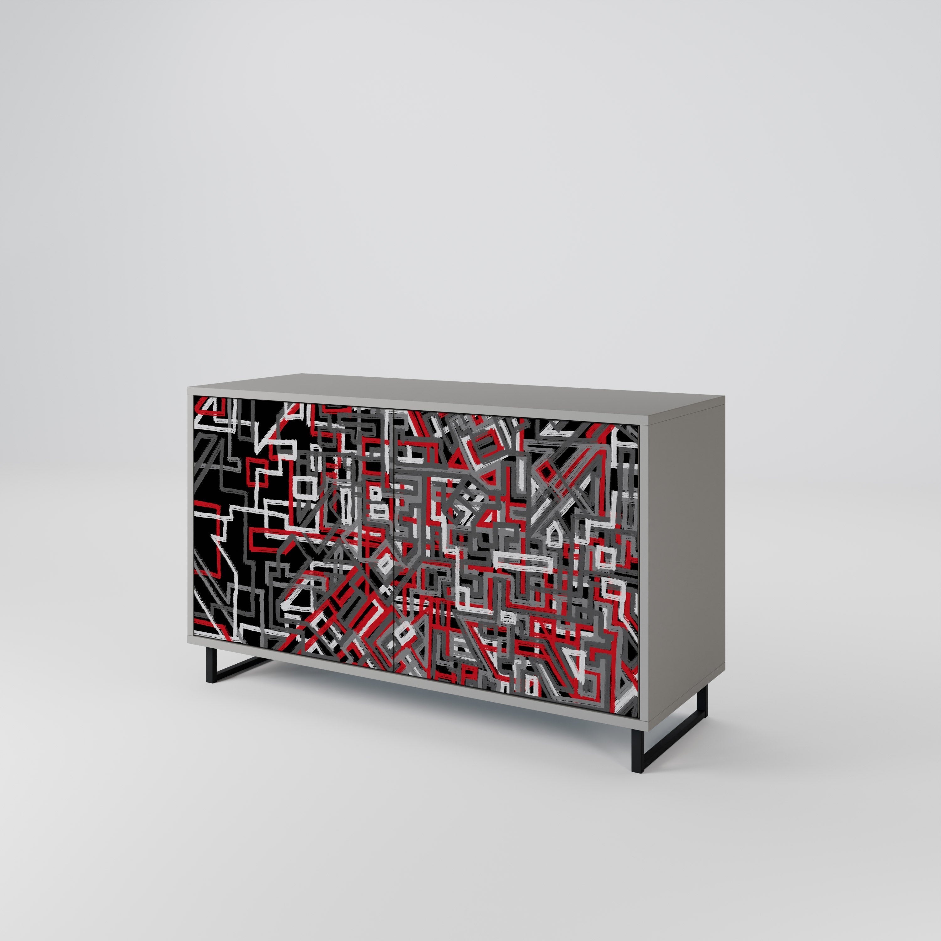 BROKEN LINES Sideboard mit 2 Türen in Grau