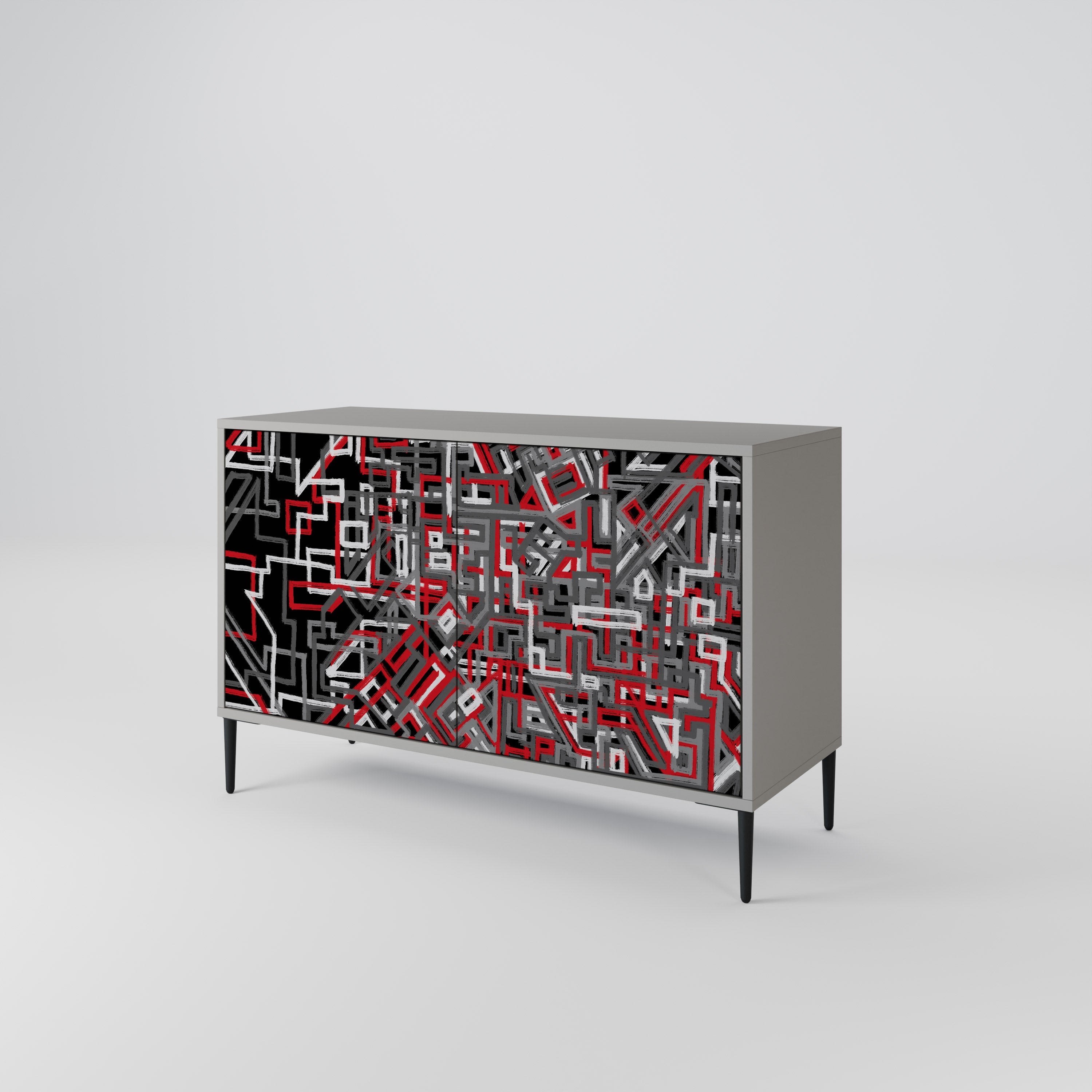 BROKEN LINES Sideboard mit 2 Türen in Grau