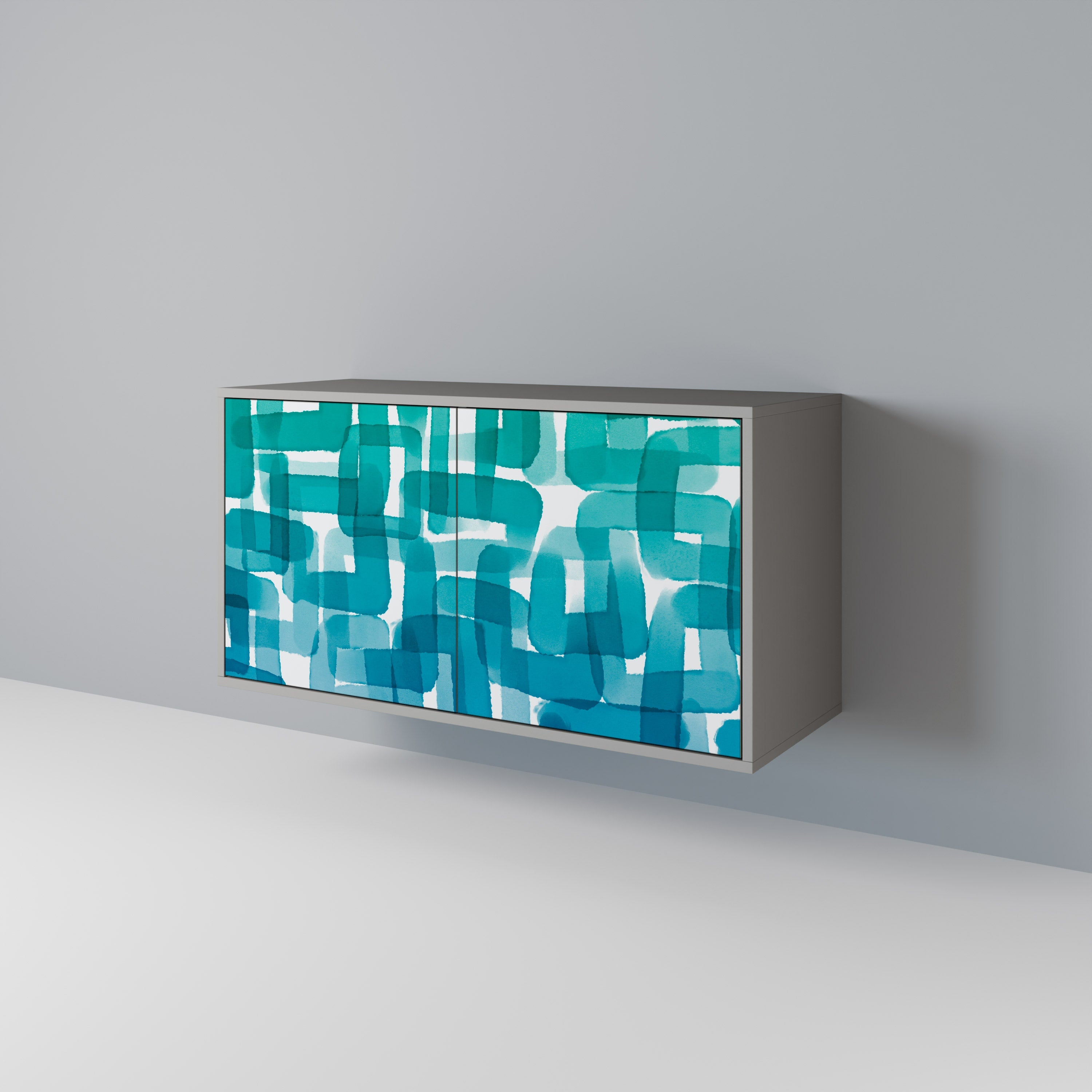 TURQUOISE RECTANGLES Sideboard mit 2 Türen in Grau