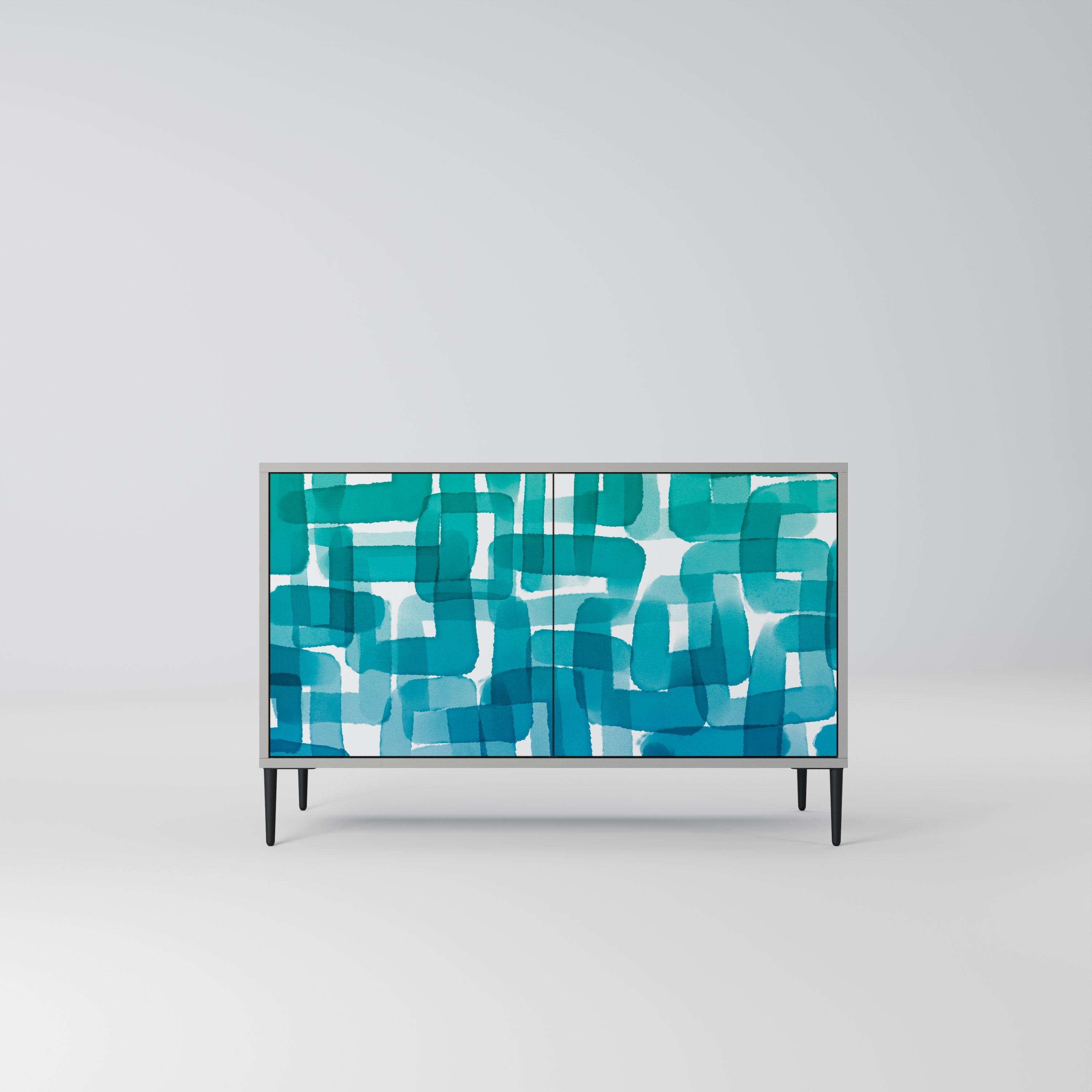 TURQUOISE RECTANGLES Sideboard mit 2 Türen in Grau