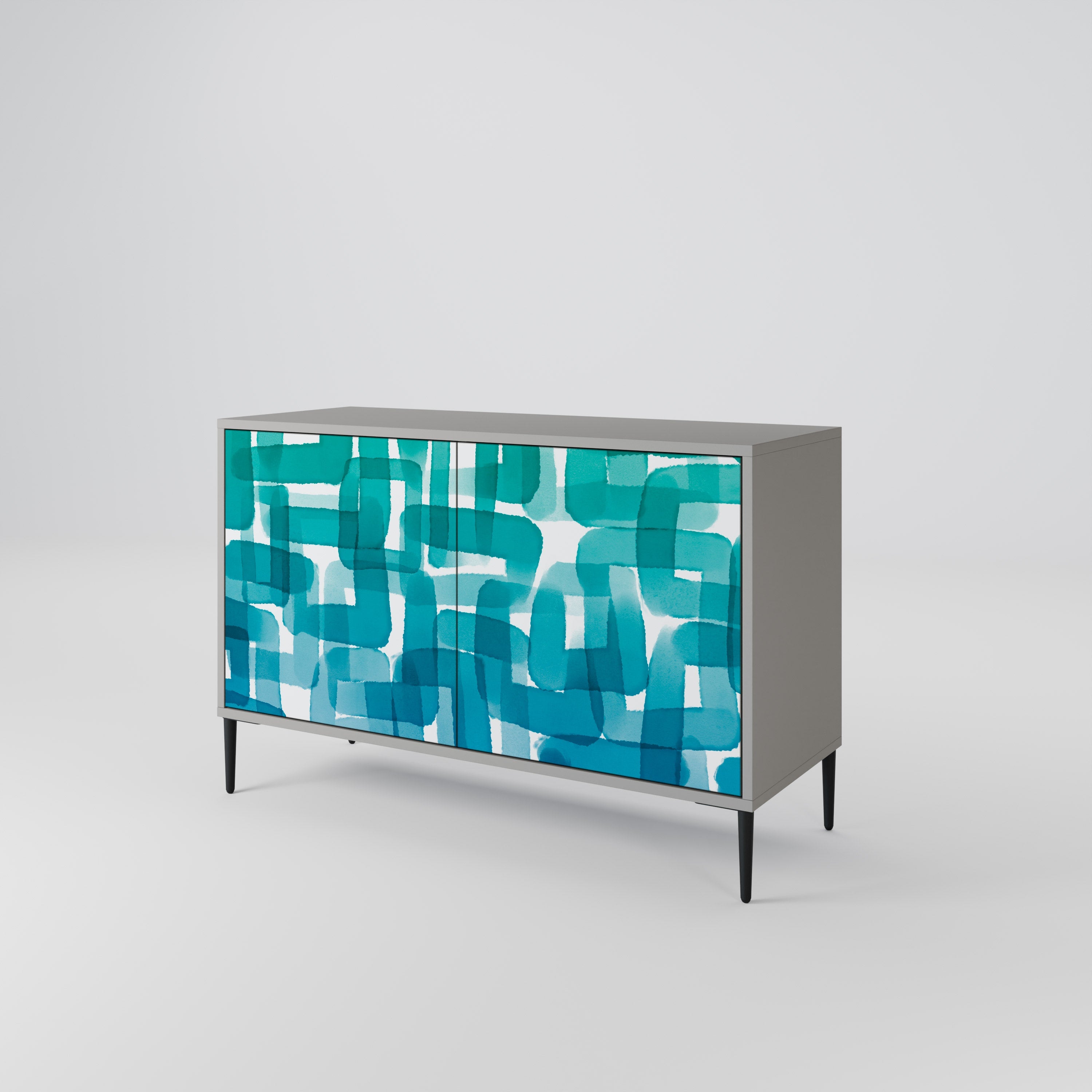 TURQUOISE RECTANGLES Sideboard mit 2 Türen in Grau