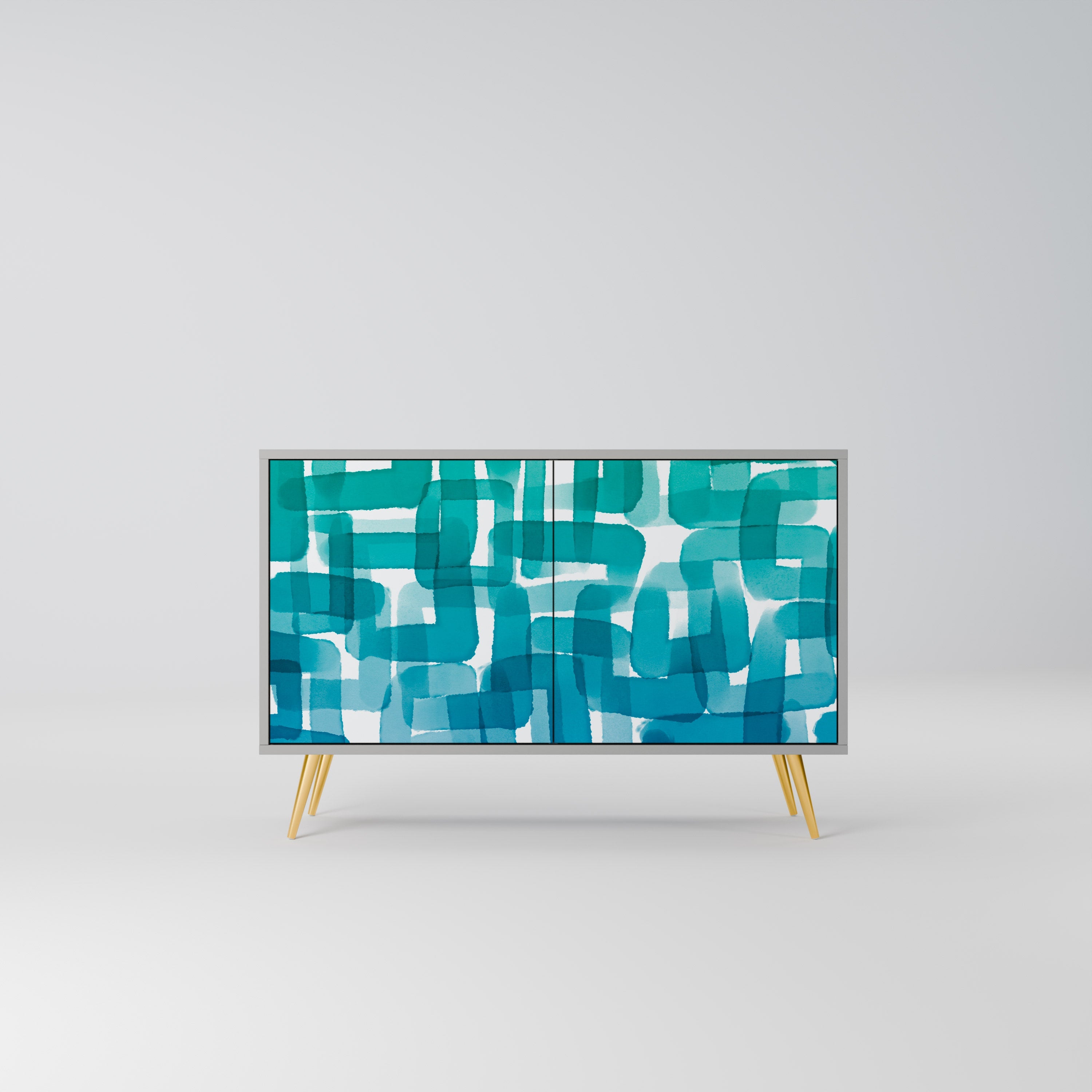 TURQUOISE RECTANGLES Sideboard mit 2 Türen in Grau