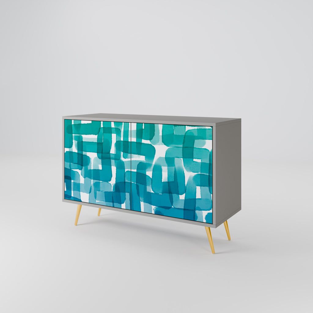 TURQUOISE RECTANGLES Sideboard mit 2 Türen in Grau