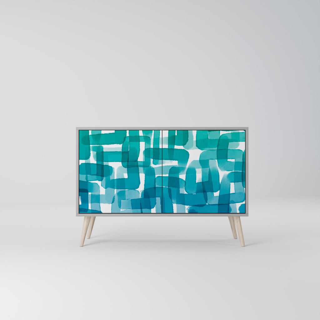 TURQUOISE RECTANGLES Sideboard mit 2 Türen in Grau