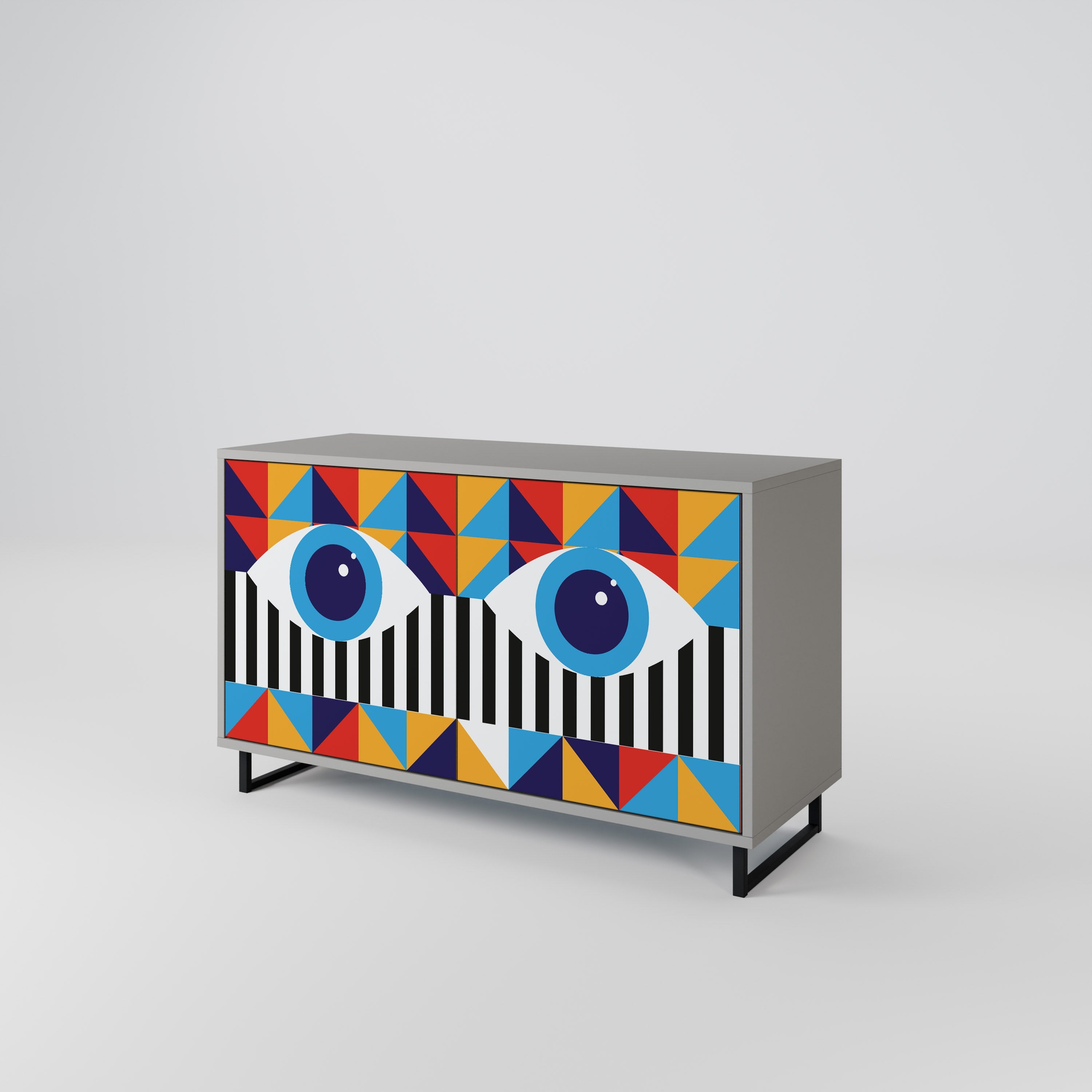 ABSTRACTION AND GEOMETRY Sideboard mit 2 Türen in grauer Ausführung