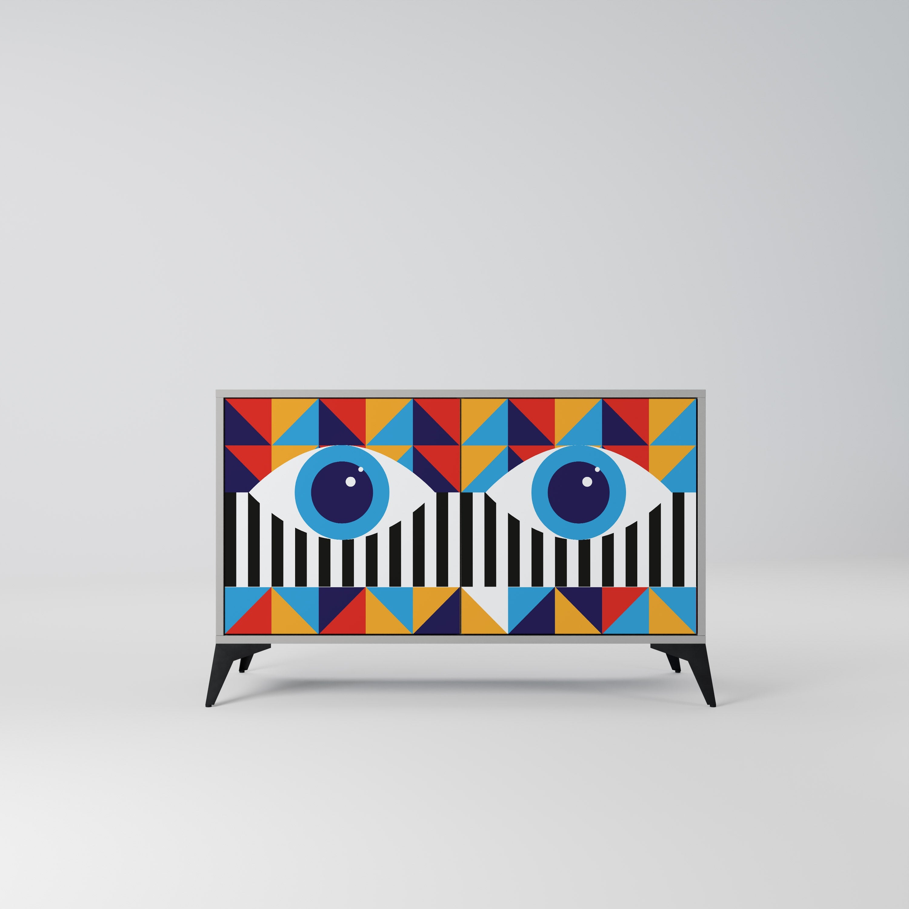 ABSTRACTION AND GEOMETRY Sideboard mit 2 Türen in grauer Ausführung