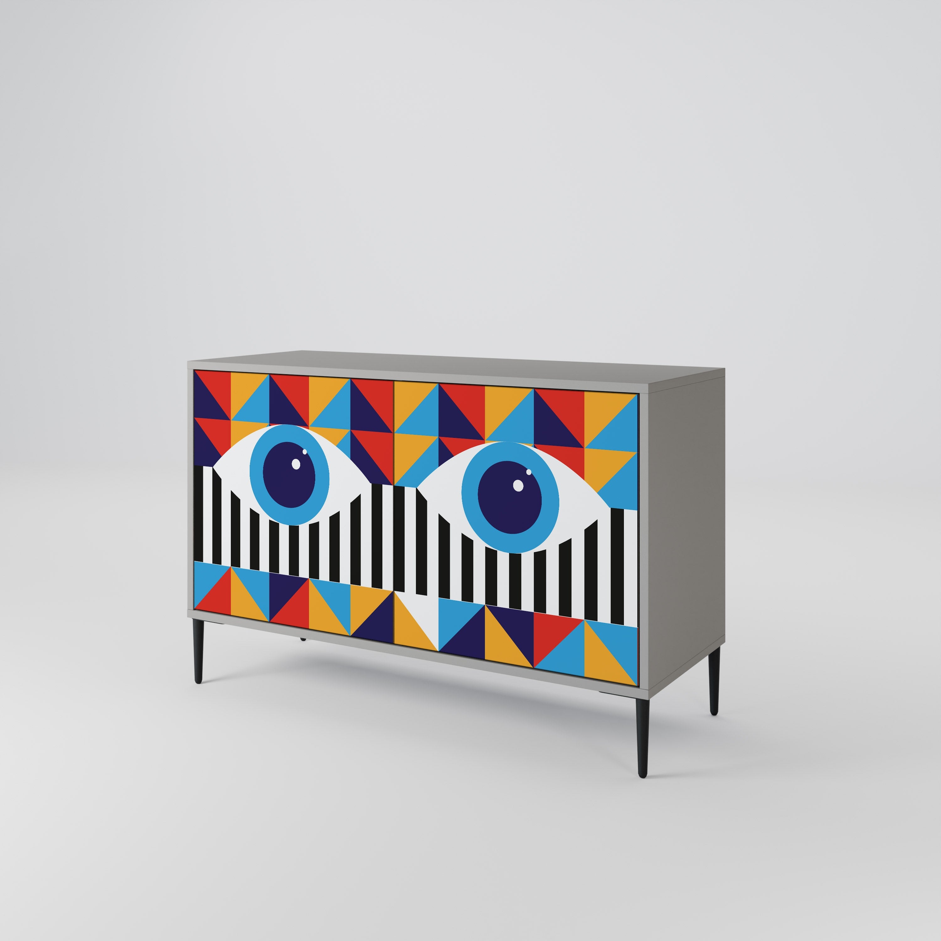 ABSTRACTION AND GEOMETRY Sideboard mit 2 Türen in grauer Ausführung