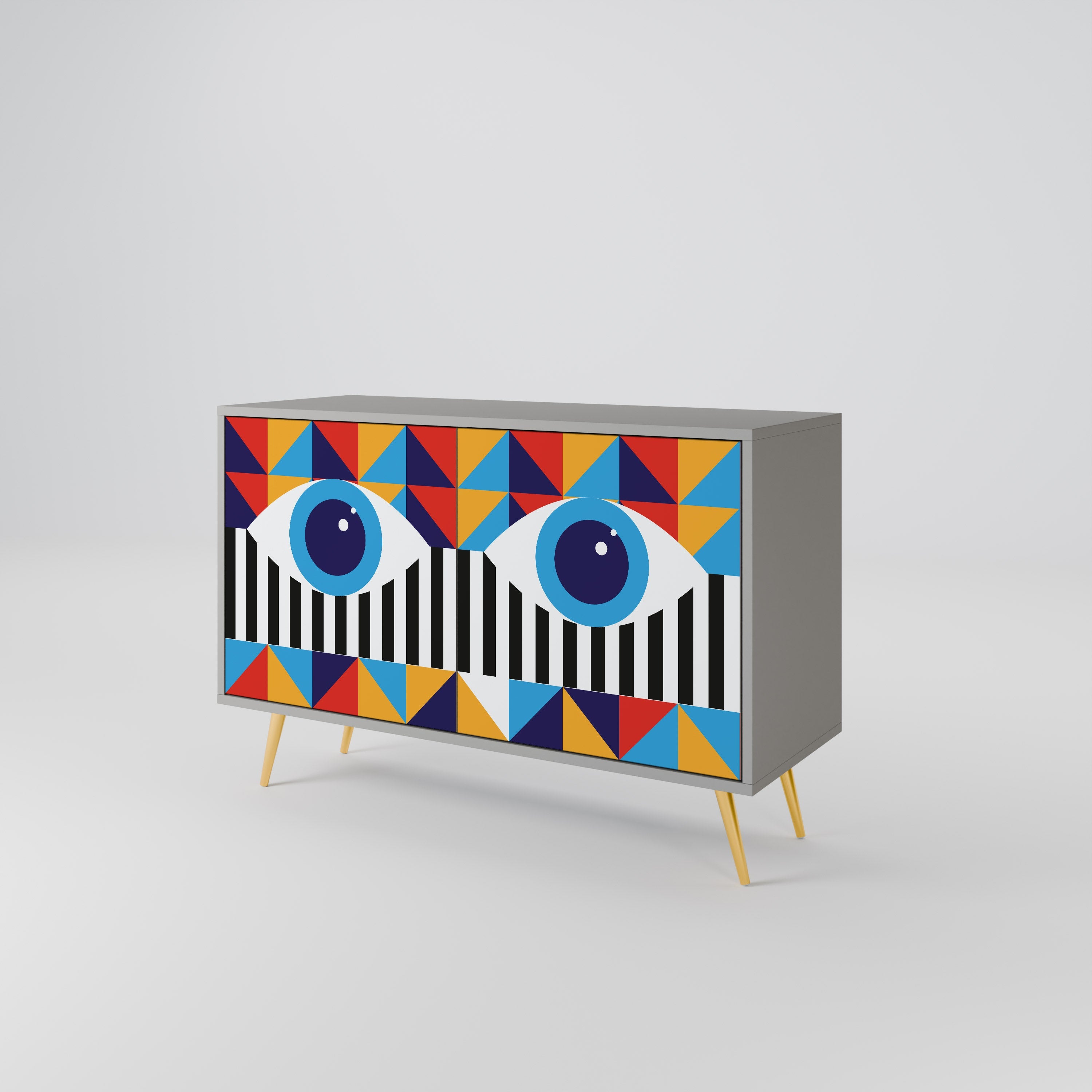 ABSTRACTION AND GEOMETRY Sideboard mit 2 Türen in grauer Ausführung