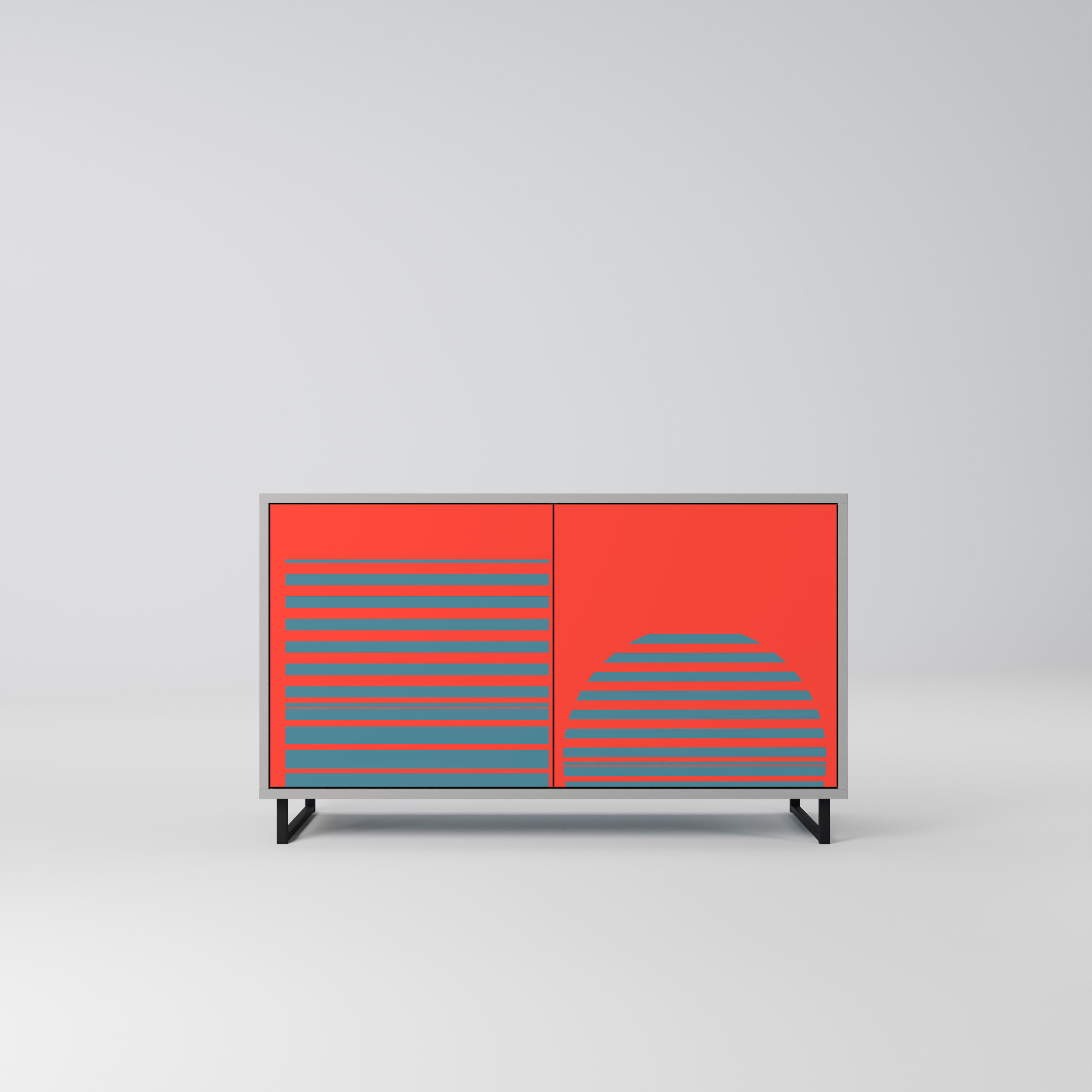 RISING GEOMETRY STARS Sideboard mit 2 Türen in Grau