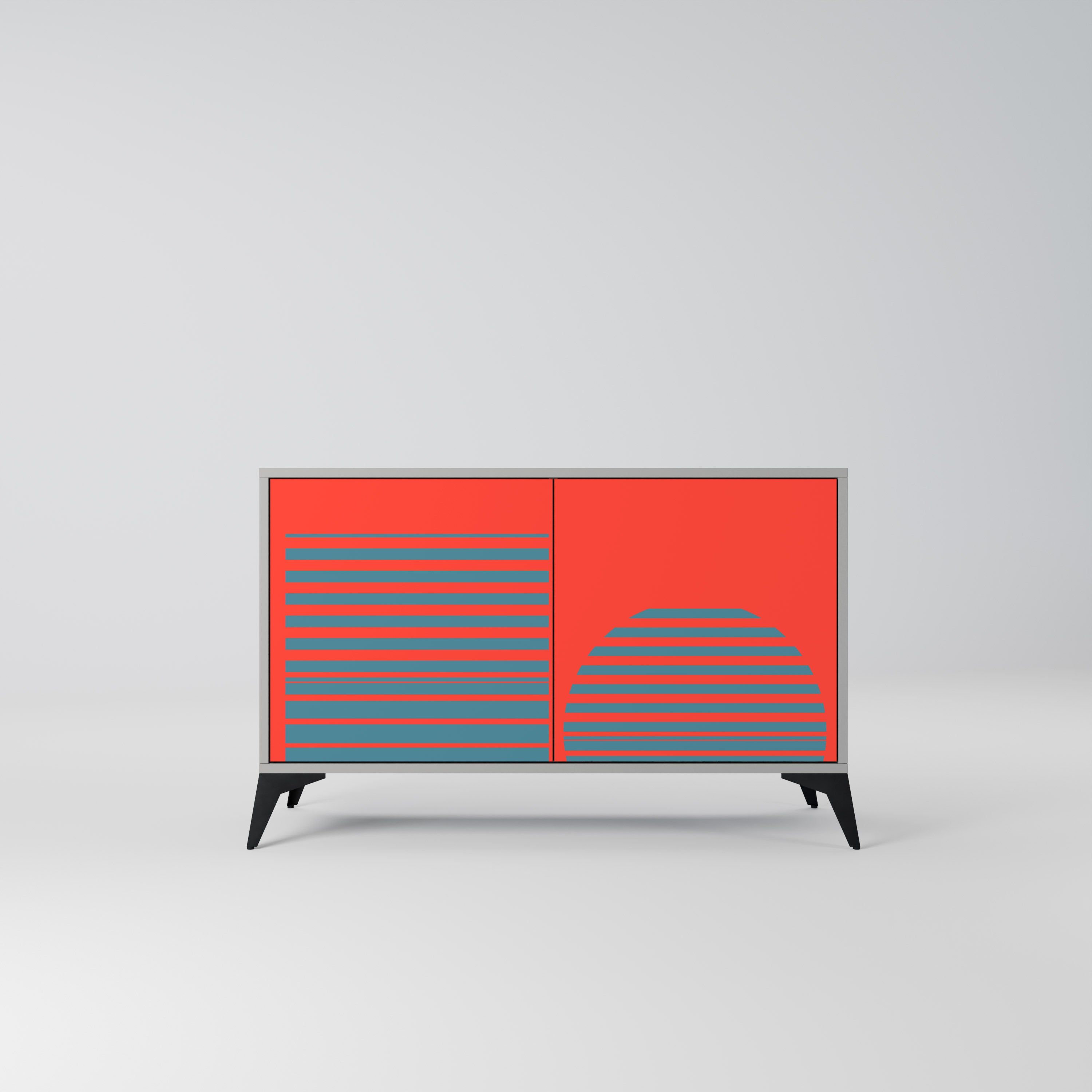 RISING GEOMETRY STARS Sideboard mit 2 Türen in Grau