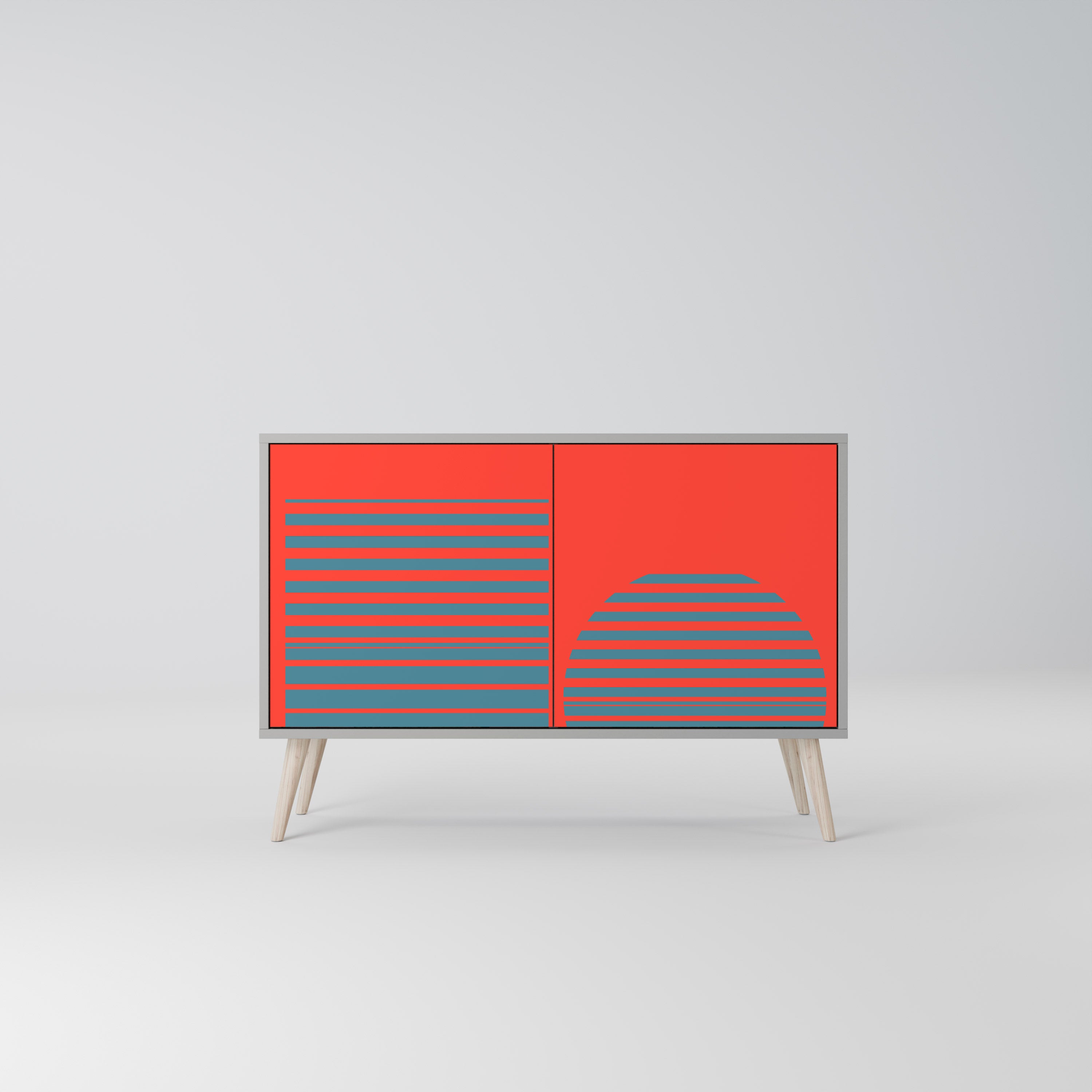 RISING GEOMETRY STARS Sideboard mit 2 Türen in Grau