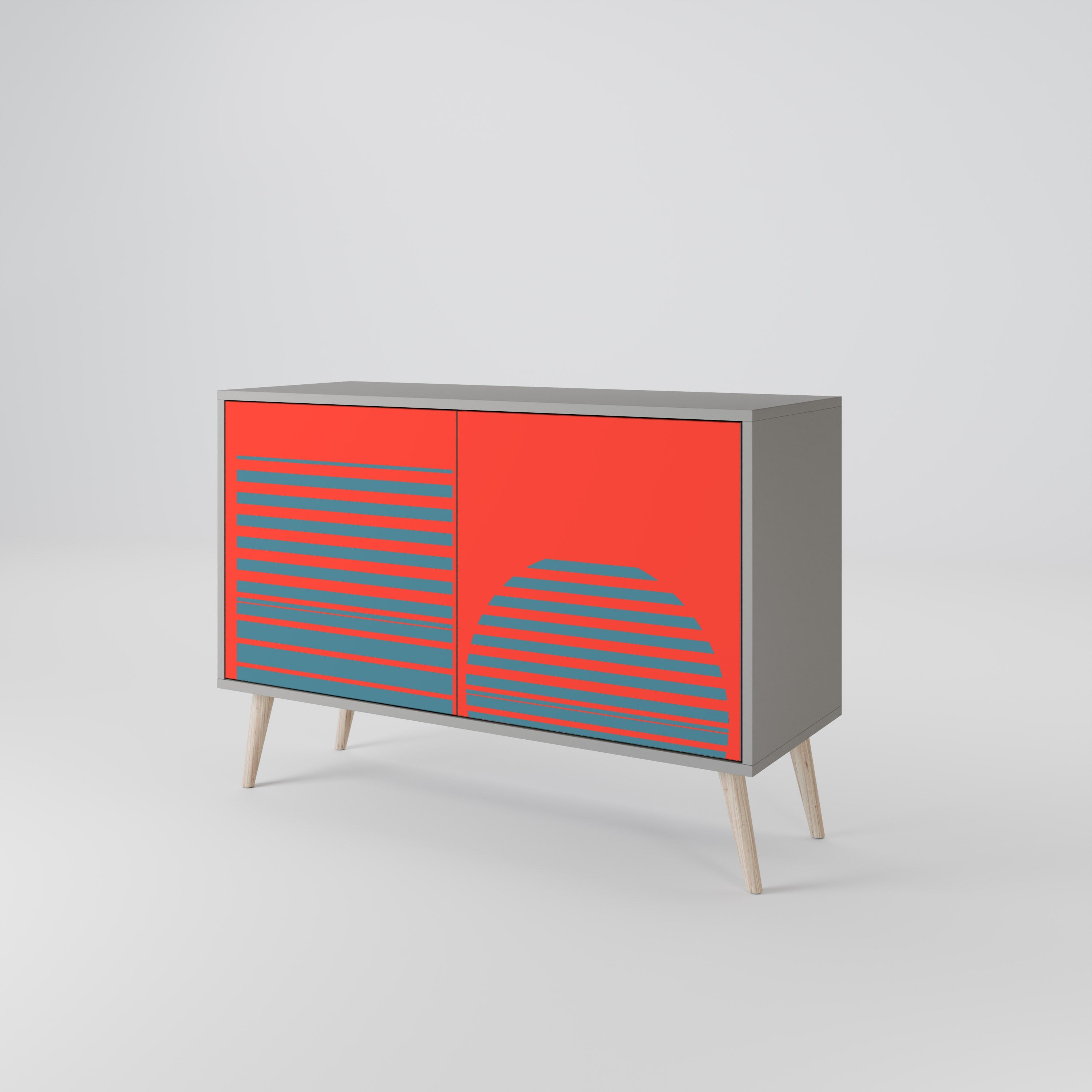 RISING GEOMETRY STARS Sideboard mit 2 Türen in Grau