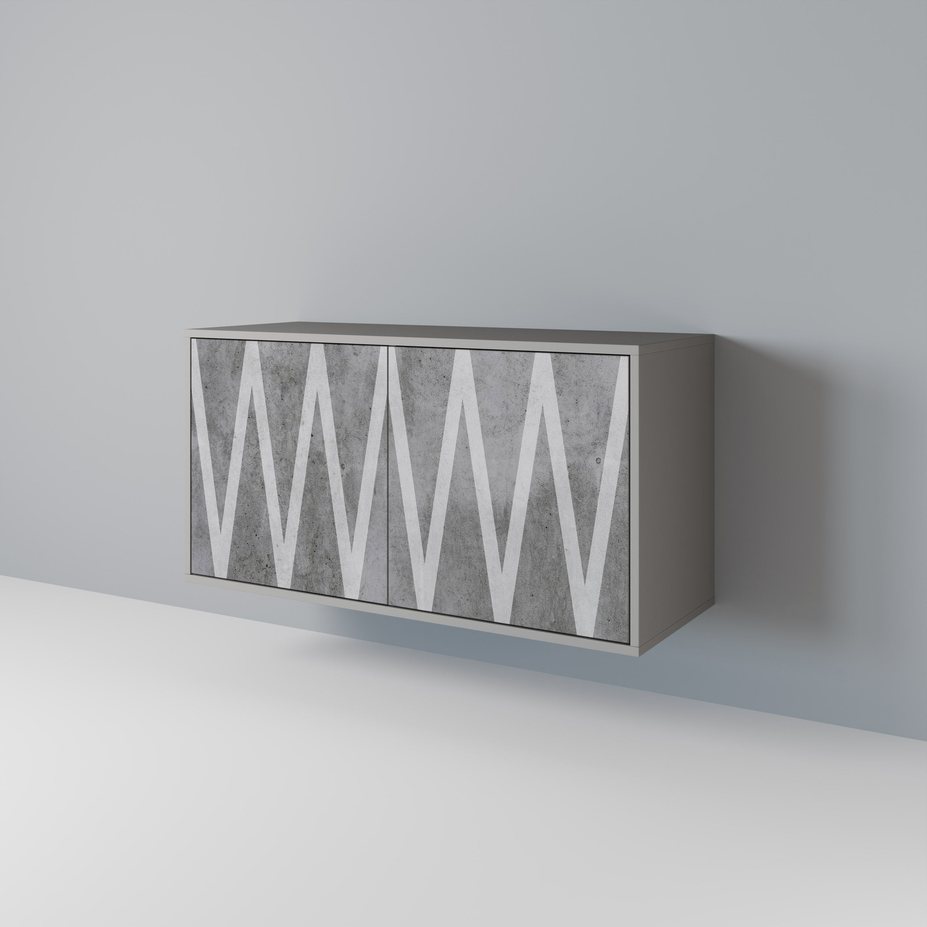 SOLID ZIG ZAG Sideboard mit 2 Türen in Grau