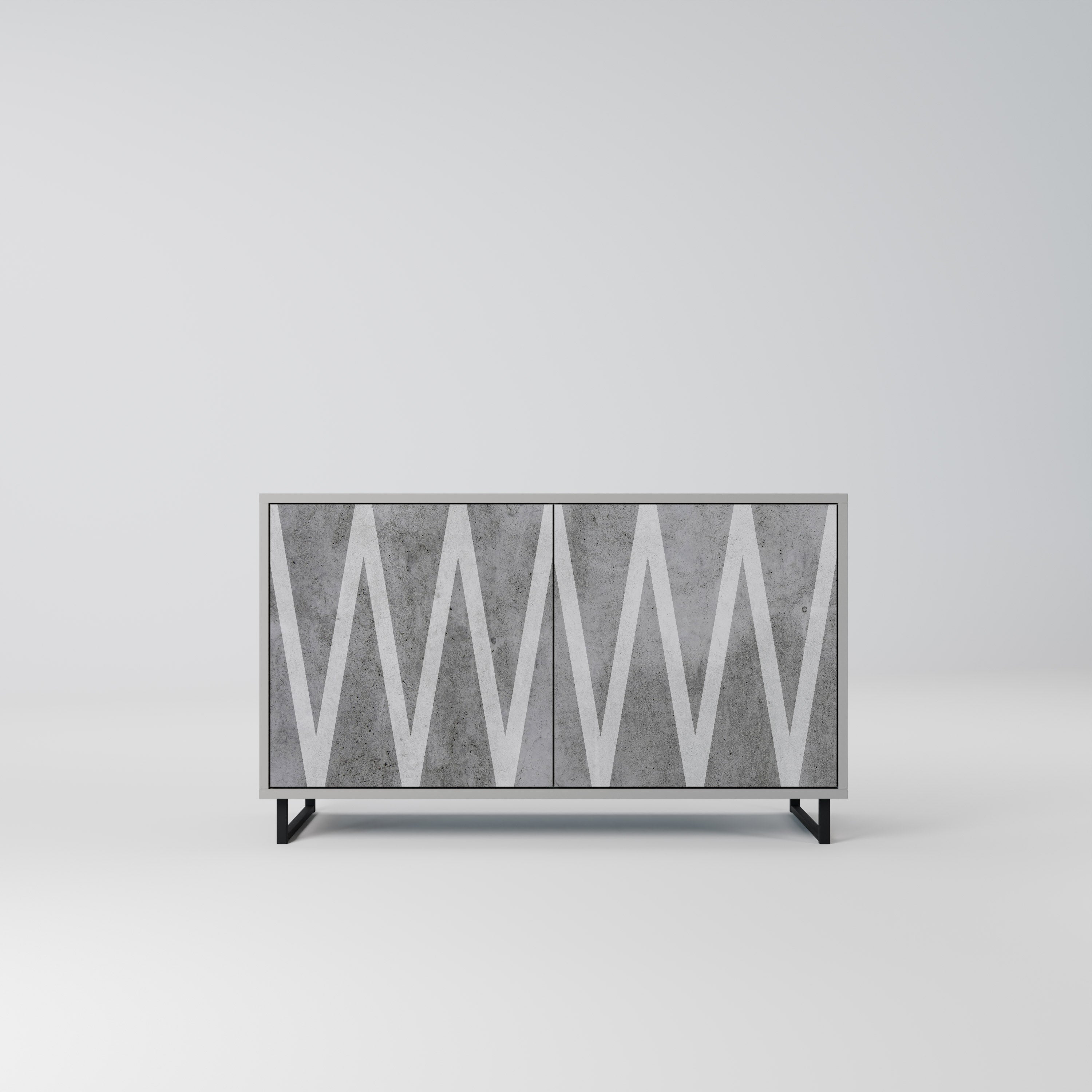 SOLID ZIG ZAG Sideboard mit 2 Türen in Grau