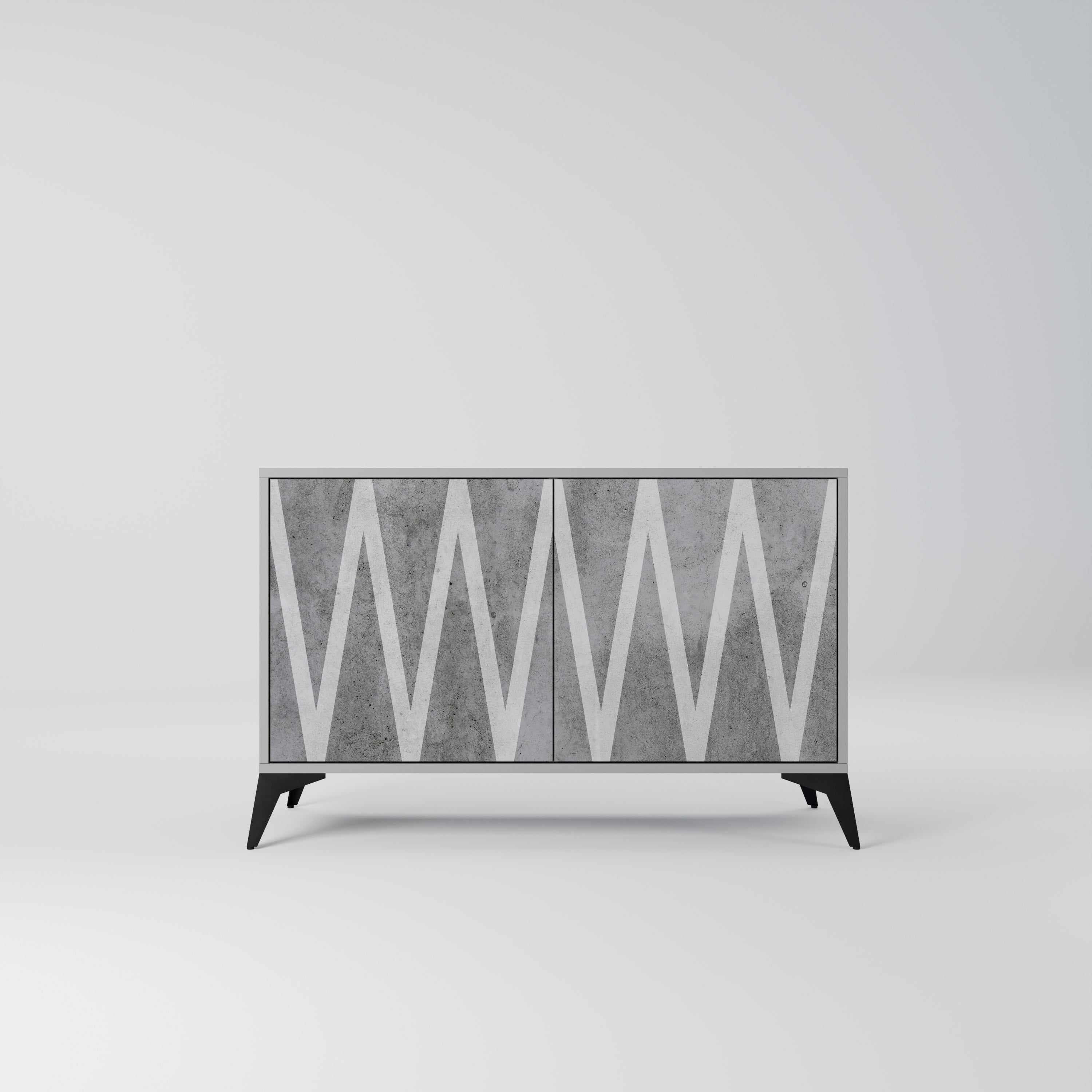 SOLID ZIG ZAG Sideboard mit 2 Türen in Grau