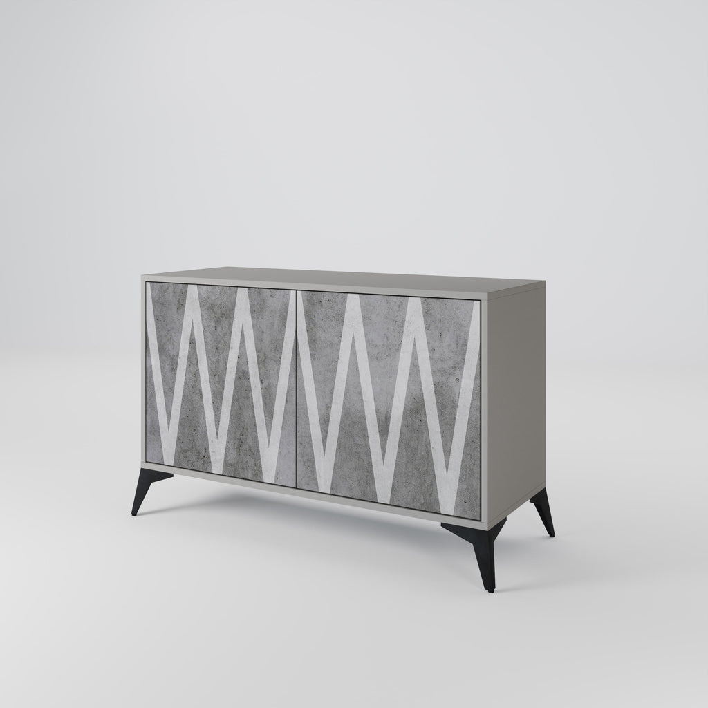 SOLID ZIG ZAG Sideboard mit 2 Türen in Grau