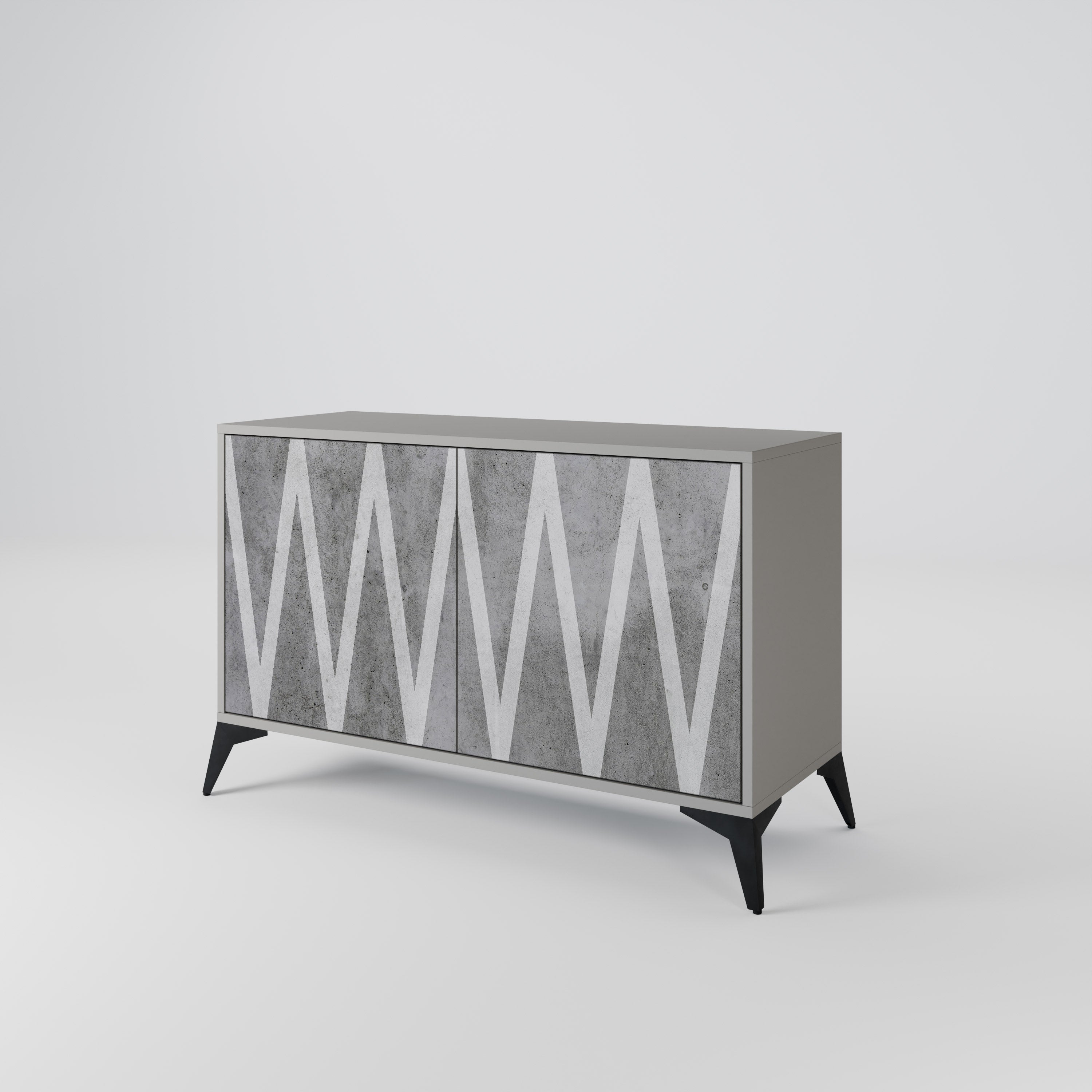 SOLID ZIG ZAG Sideboard mit 2 Türen in Grau