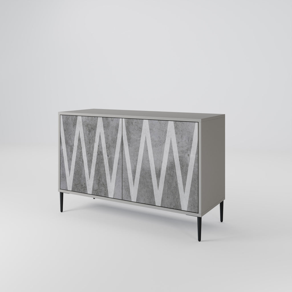 SOLID ZIG ZAG Sideboard mit 2 Türen in Grau