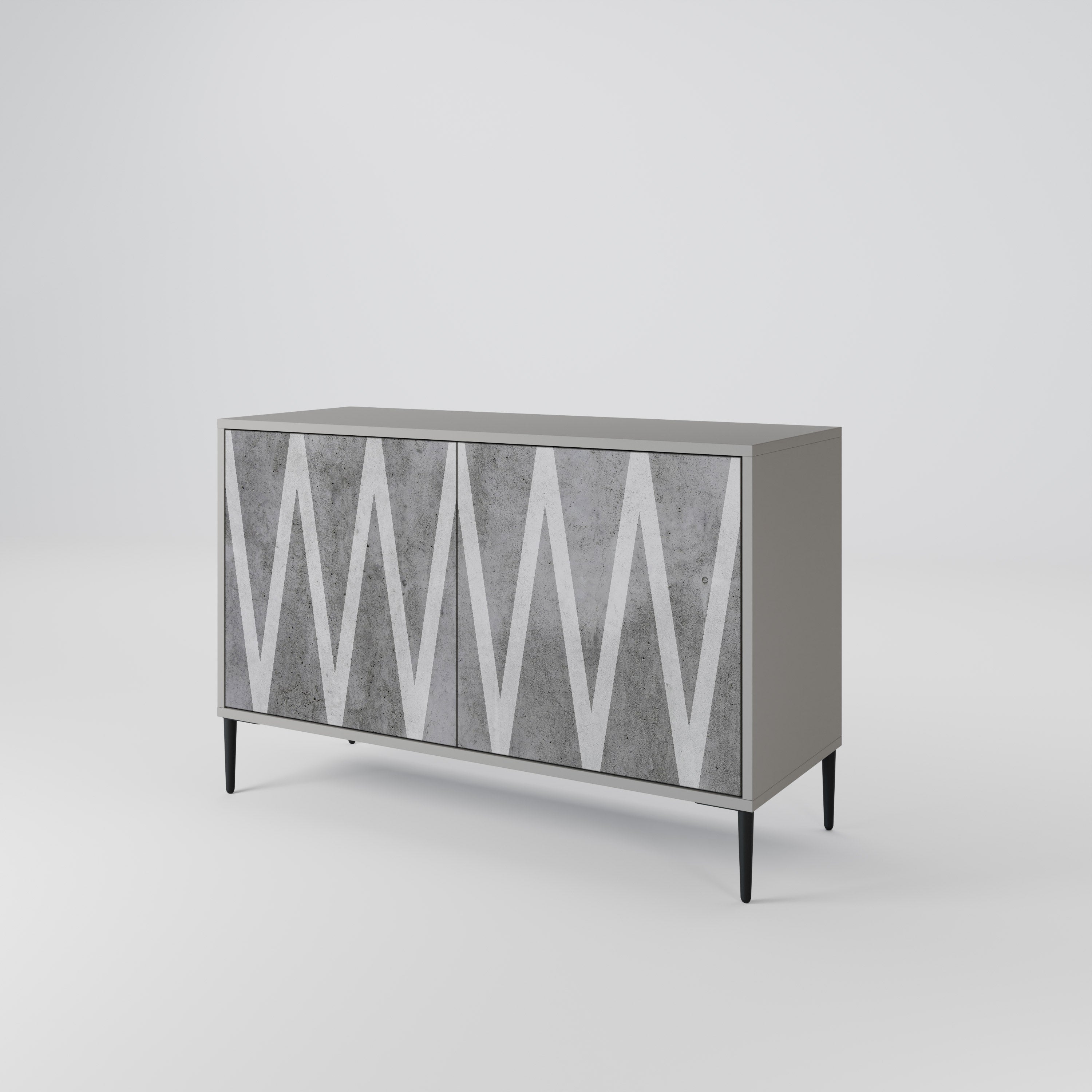 SOLID ZIG ZAG Sideboard mit 2 Türen in Grau