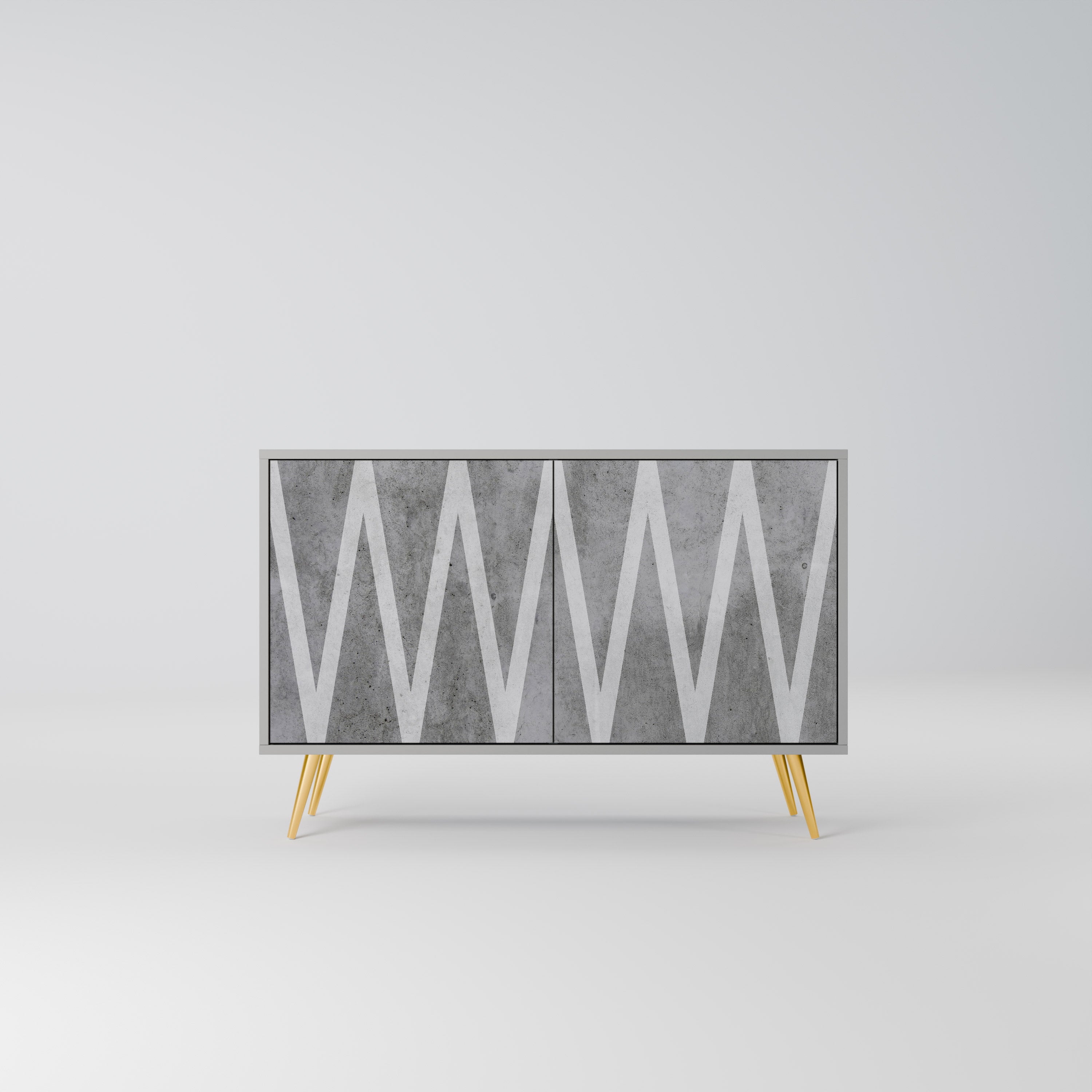 SOLID ZIG ZAG Sideboard mit 2 Türen in Grau