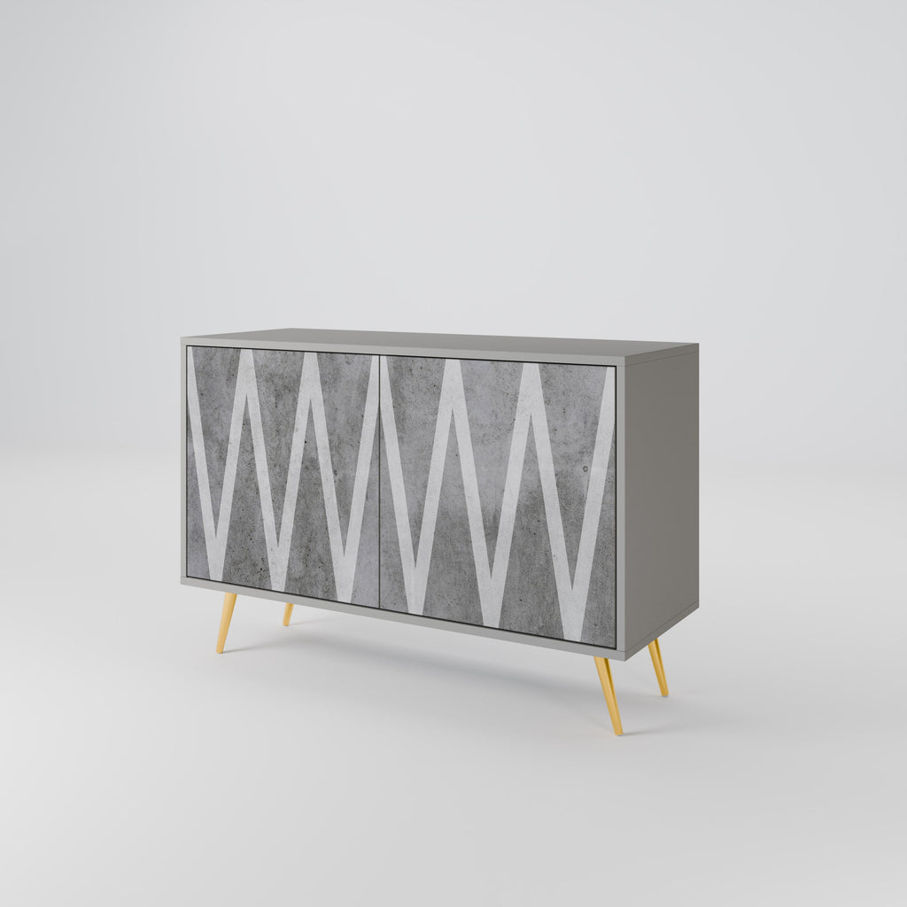 SOLID ZIG ZAG Sideboard mit 2 Türen in Grau