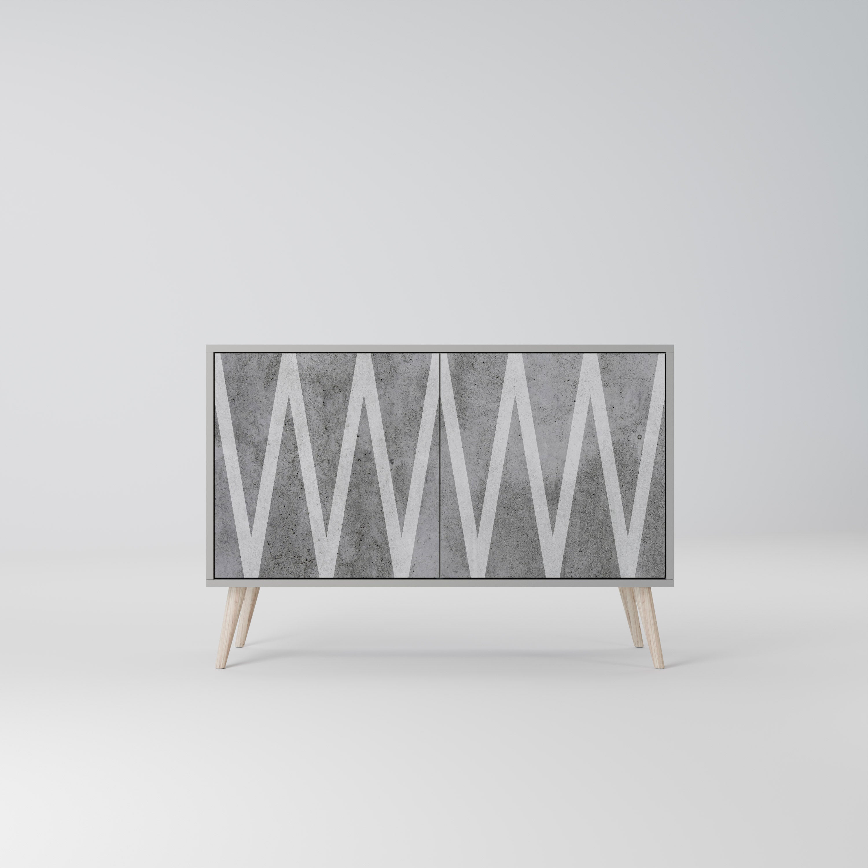 SOLID ZIG ZAG Sideboard mit 2 Türen in Grau