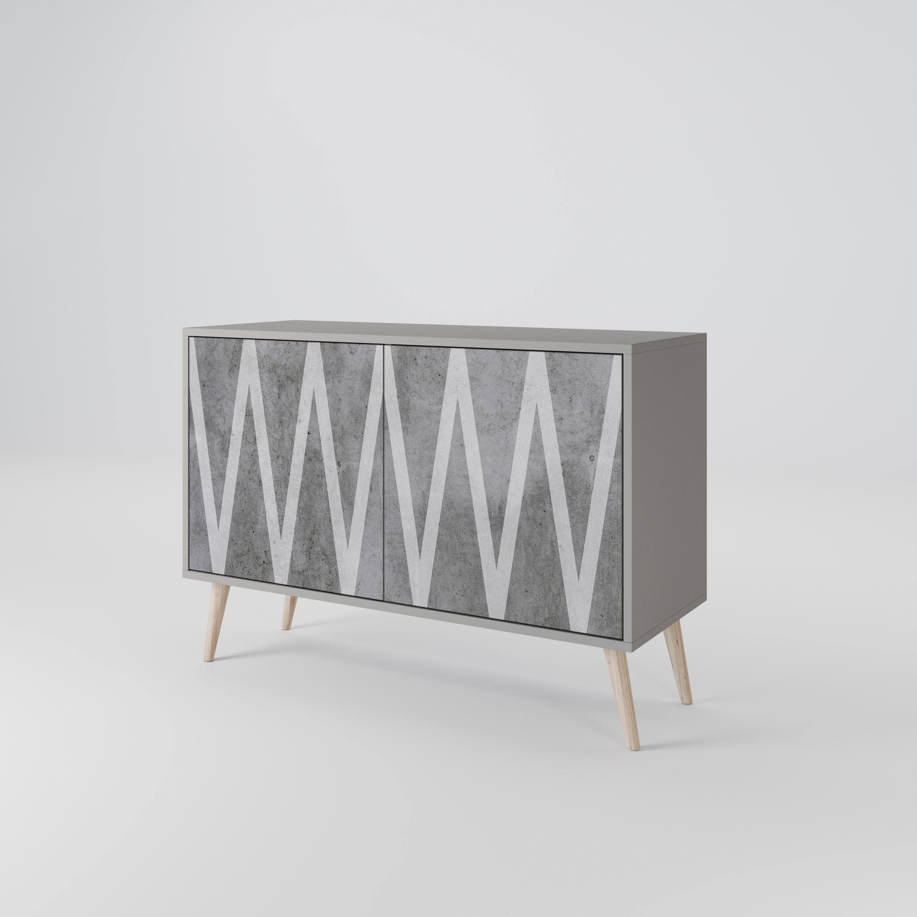 SOLID ZIG ZAG Sideboard mit 2 Türen in Grau