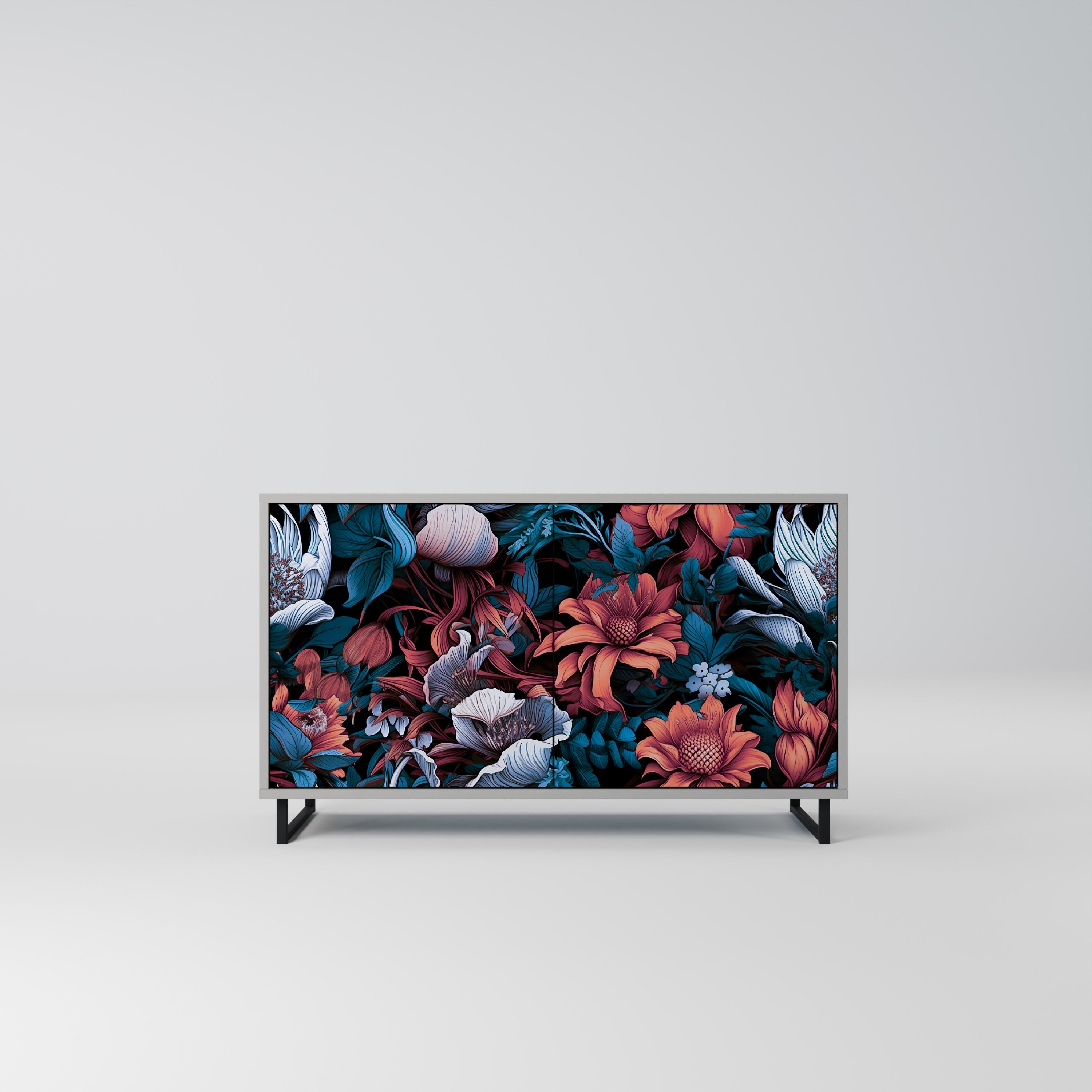 ETHEREAL BLOSSOMS Sideboard mit 2 Türen in Grau