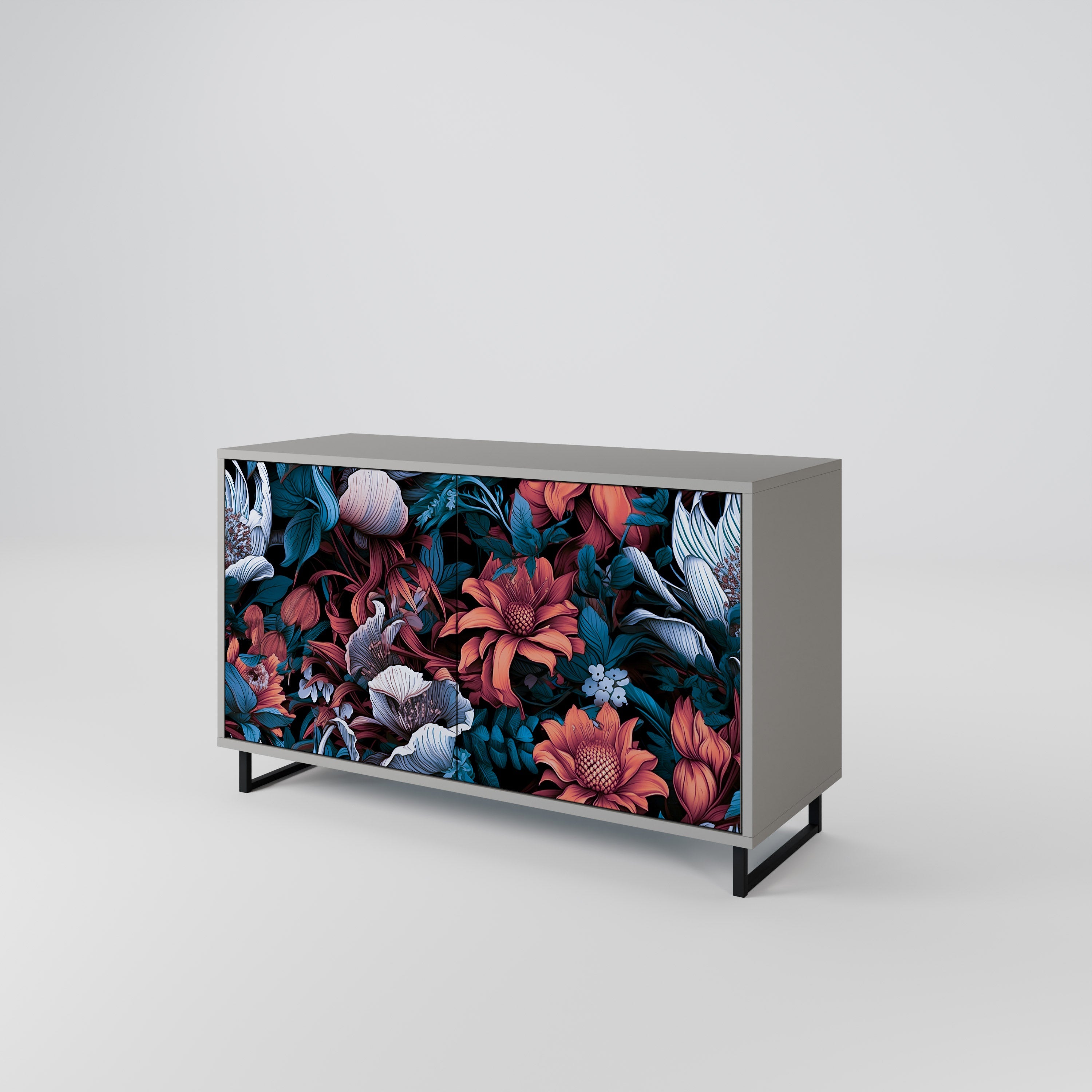 ETHEREAL BLOSSOMS Sideboard mit 2 Türen in Grau