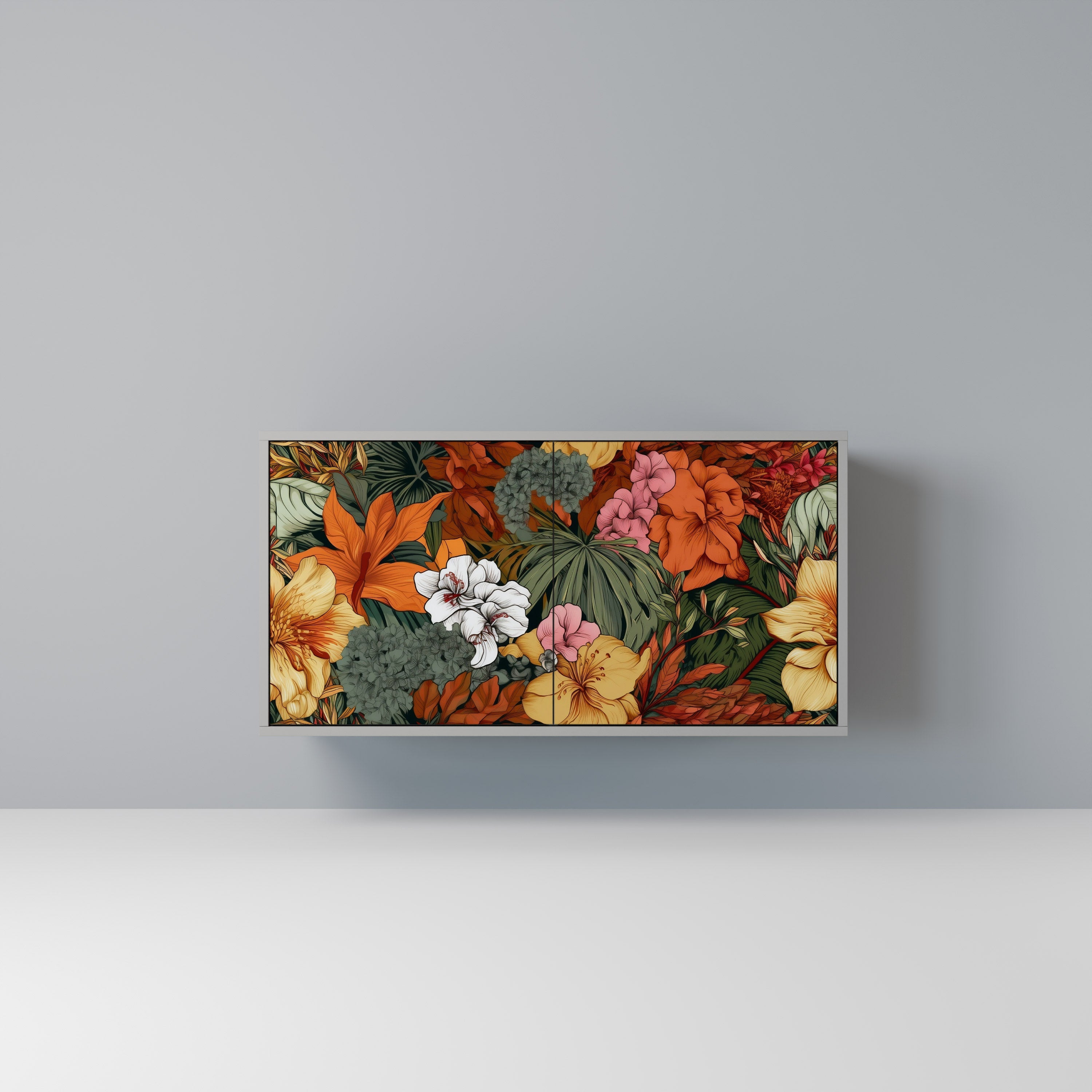 RADIANT FLORA Sideboard mit 2 Türen in Grau