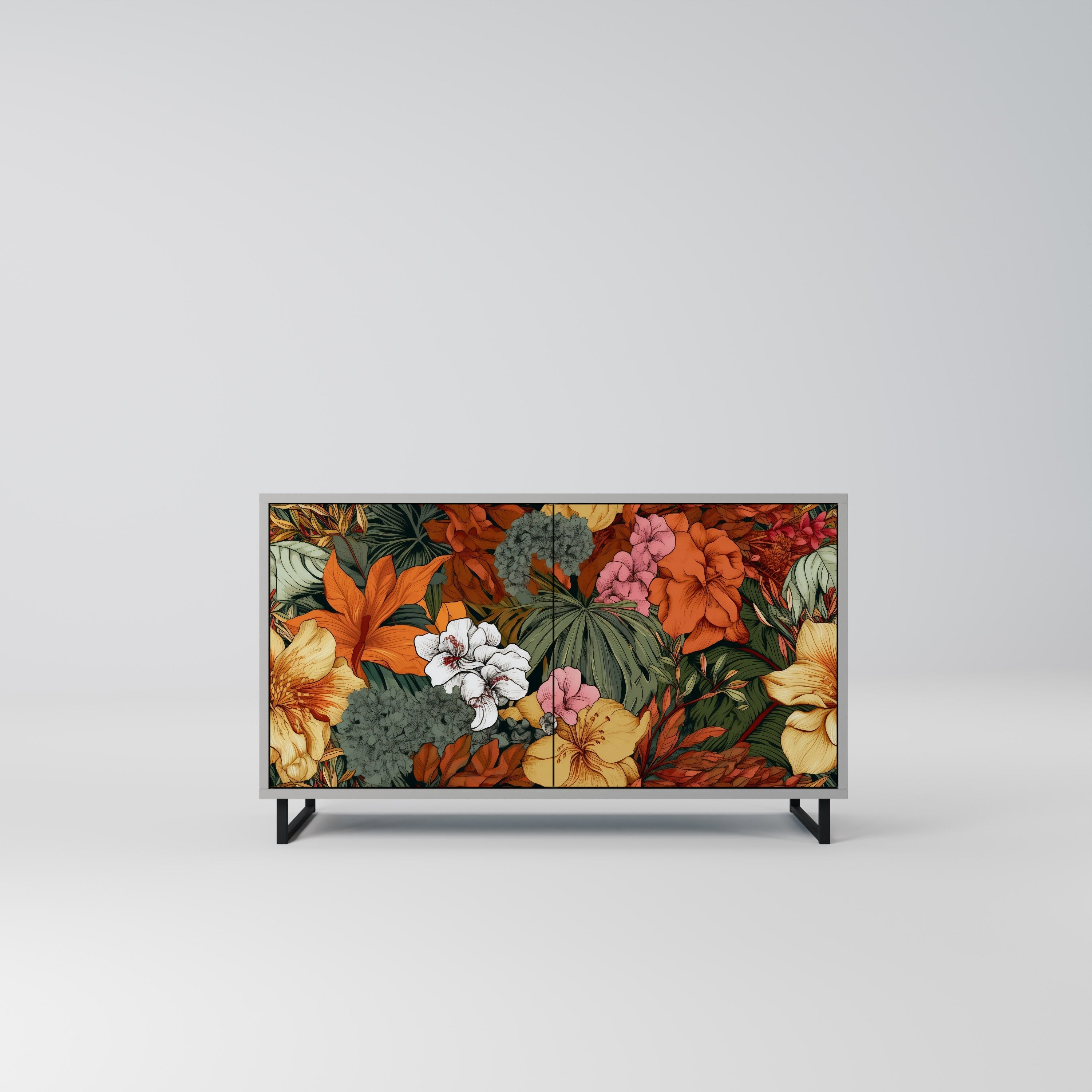 RADIANT FLORA Sideboard mit 2 Türen in Grau