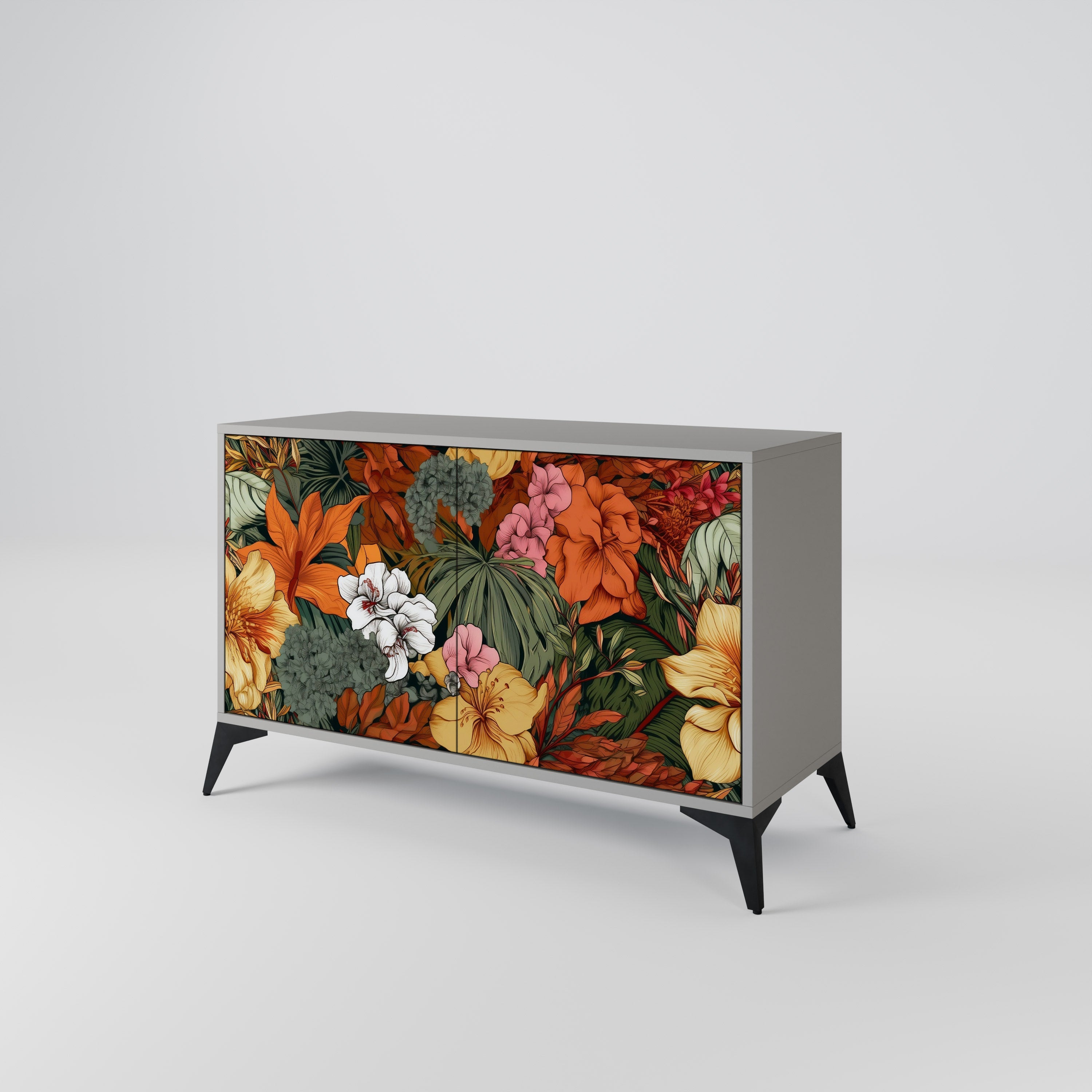 RADIANT FLORA Sideboard mit 2 Türen in Grau