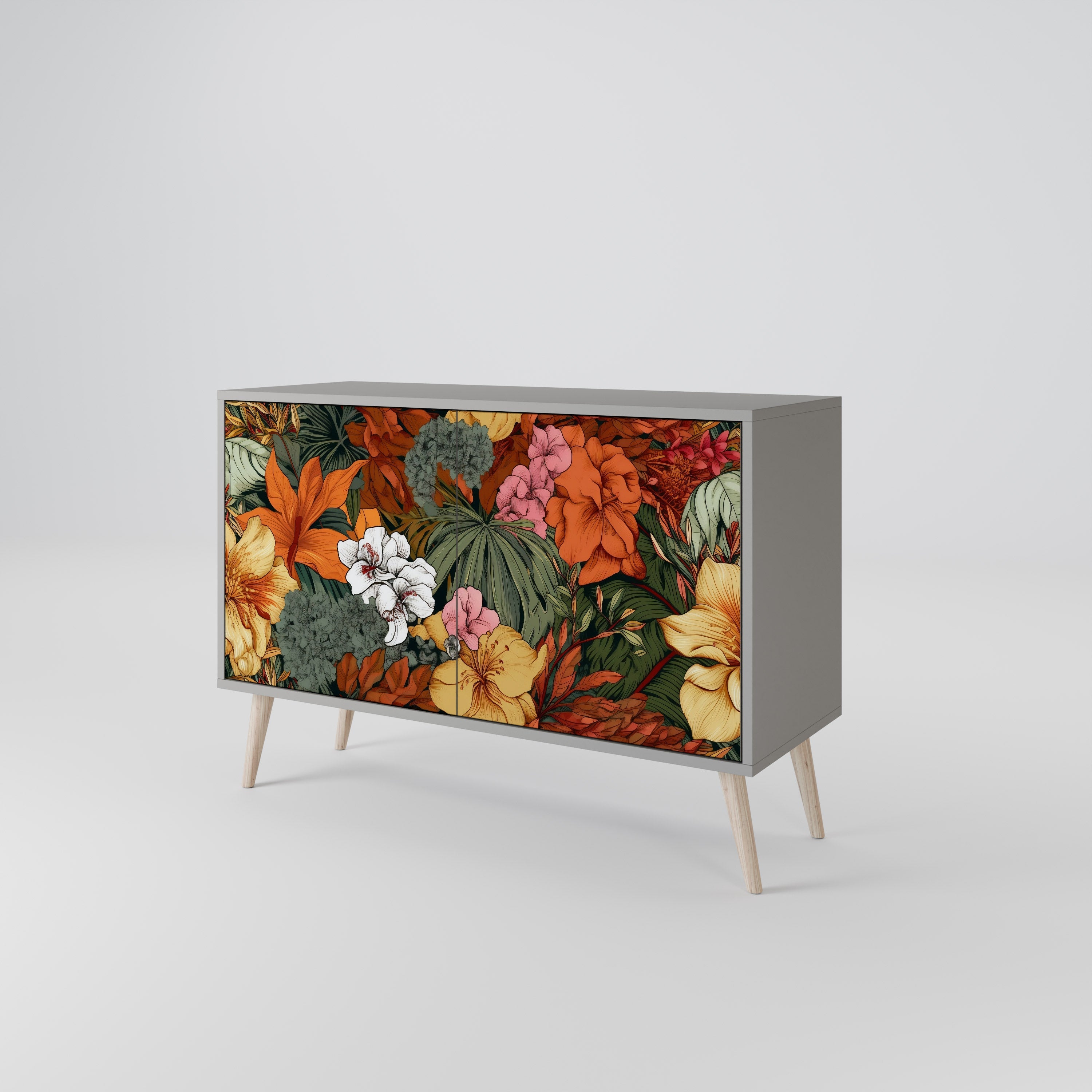 RADIANT FLORA Sideboard mit 2 Türen in Grau
