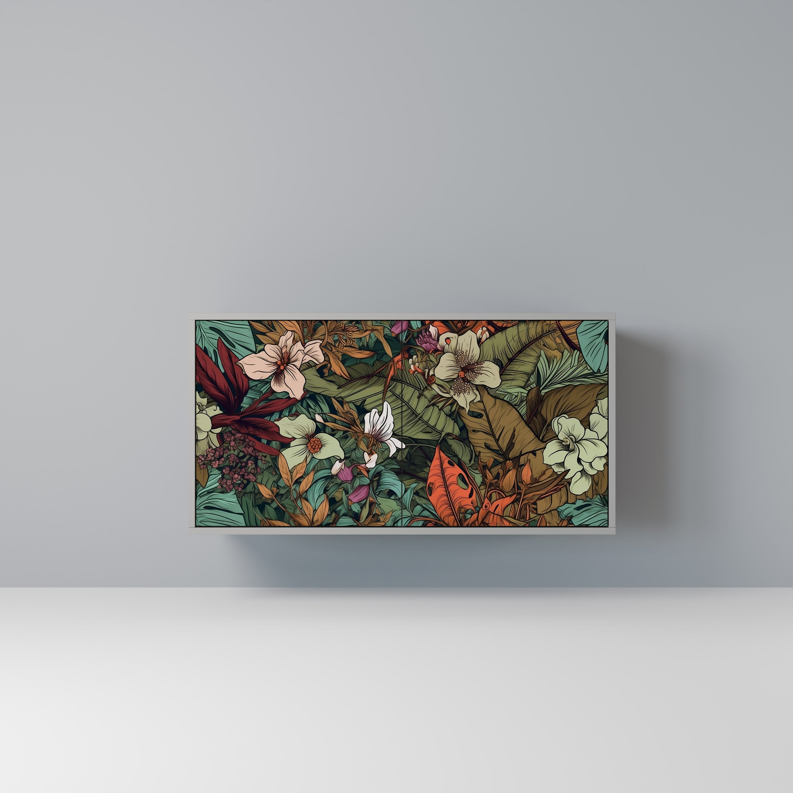 BOTANICAL EMERGENCE Sideboard mit 2 Türen in Grau