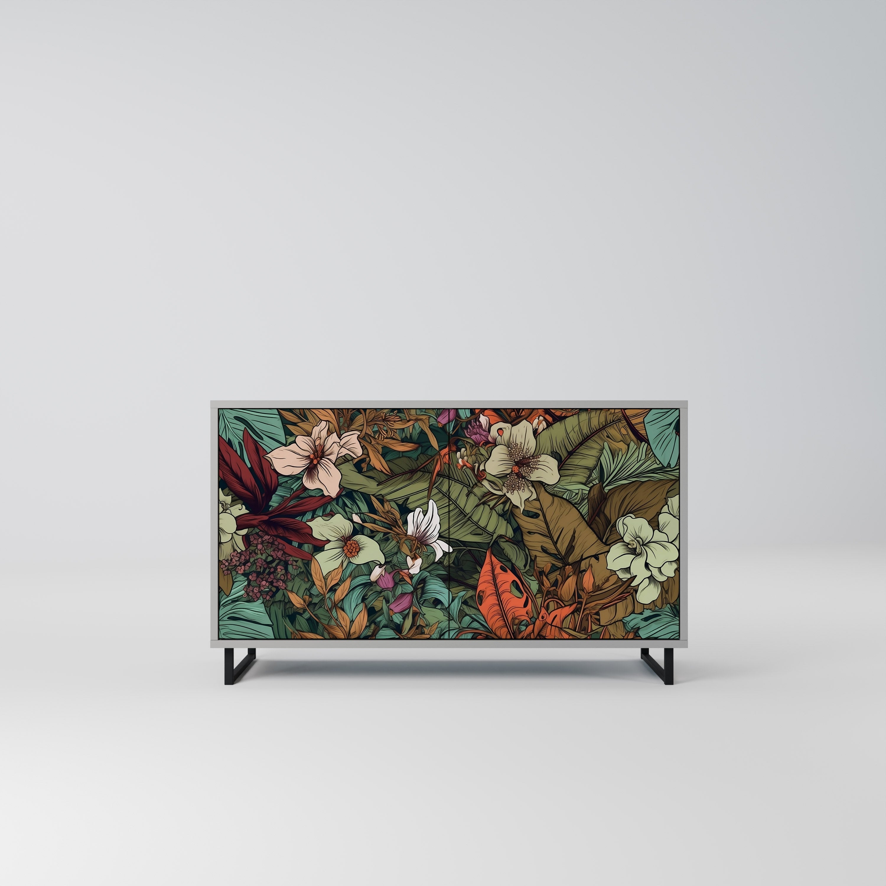 BOTANICAL EMERGENCE Sideboard mit 2 Türen in Grau