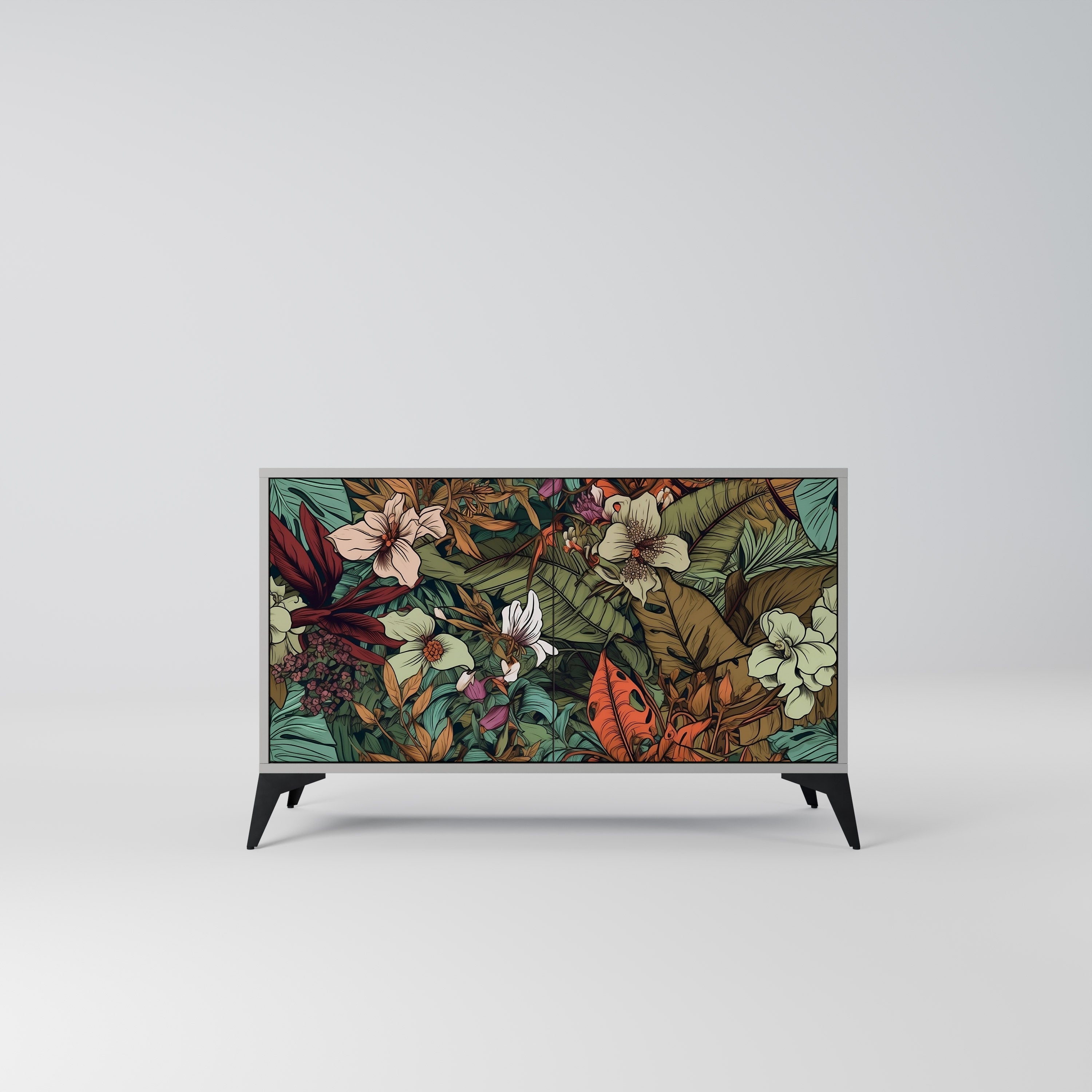 BOTANICAL EMERGENCE Sideboard mit 2 Türen in Grau