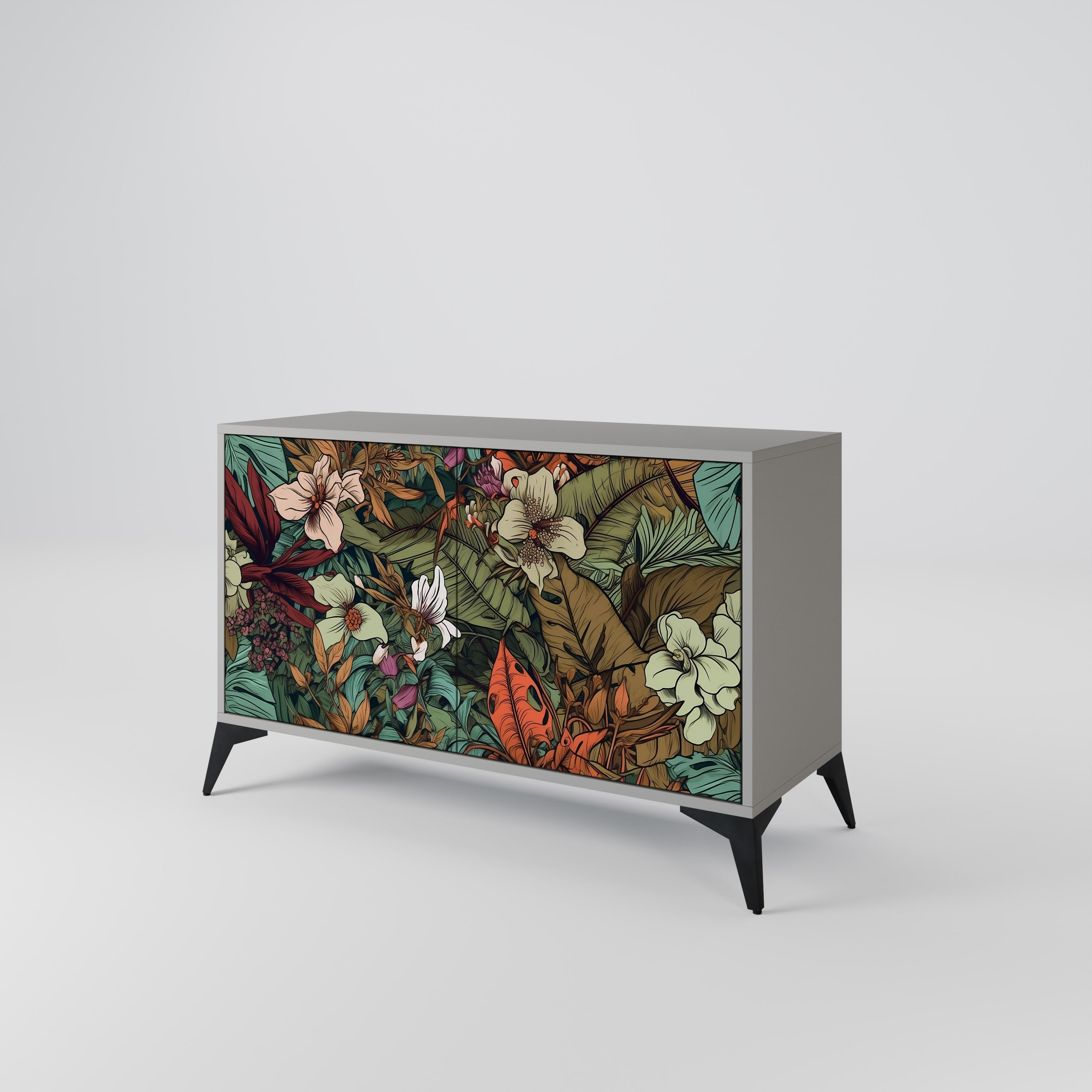 BOTANICAL EMERGENCE Sideboard mit 2 Türen in Grau