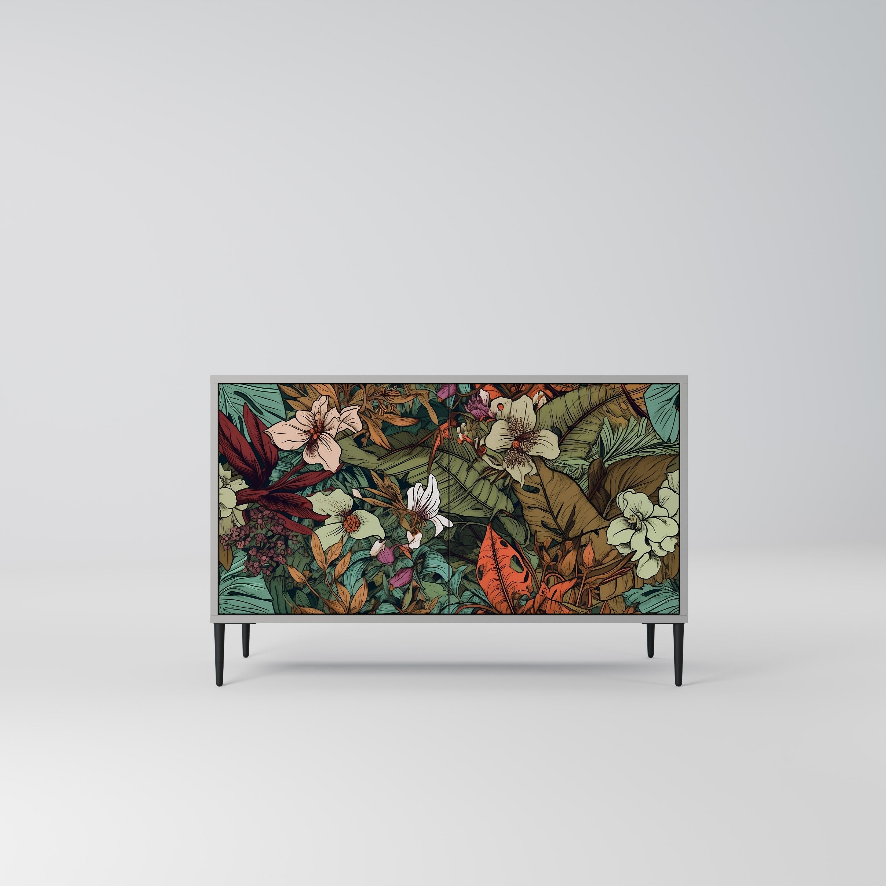 BOTANICAL EMERGENCE Sideboard mit 2 Türen in Grau