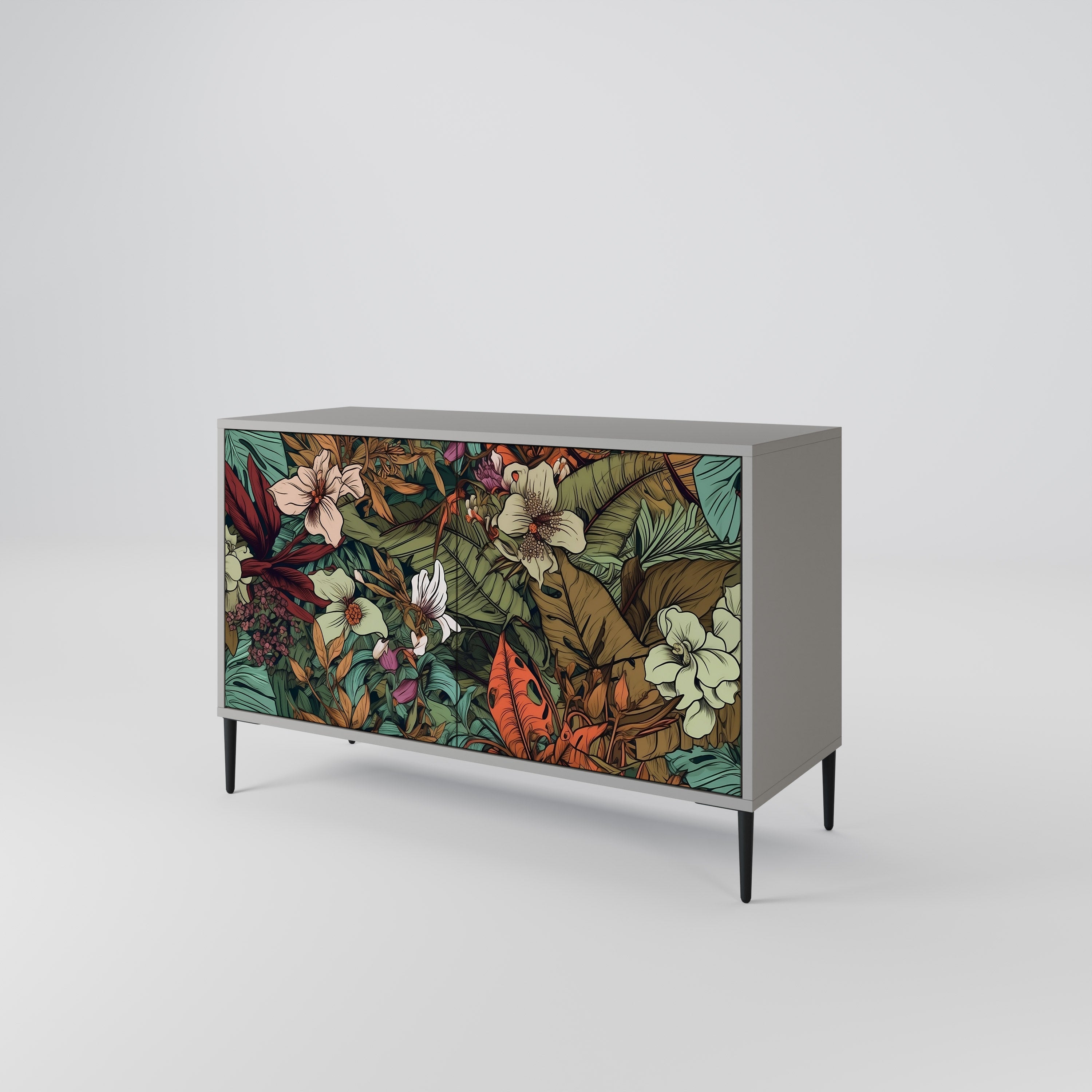 BOTANICAL EMERGENCE Sideboard mit 2 Türen in Grau