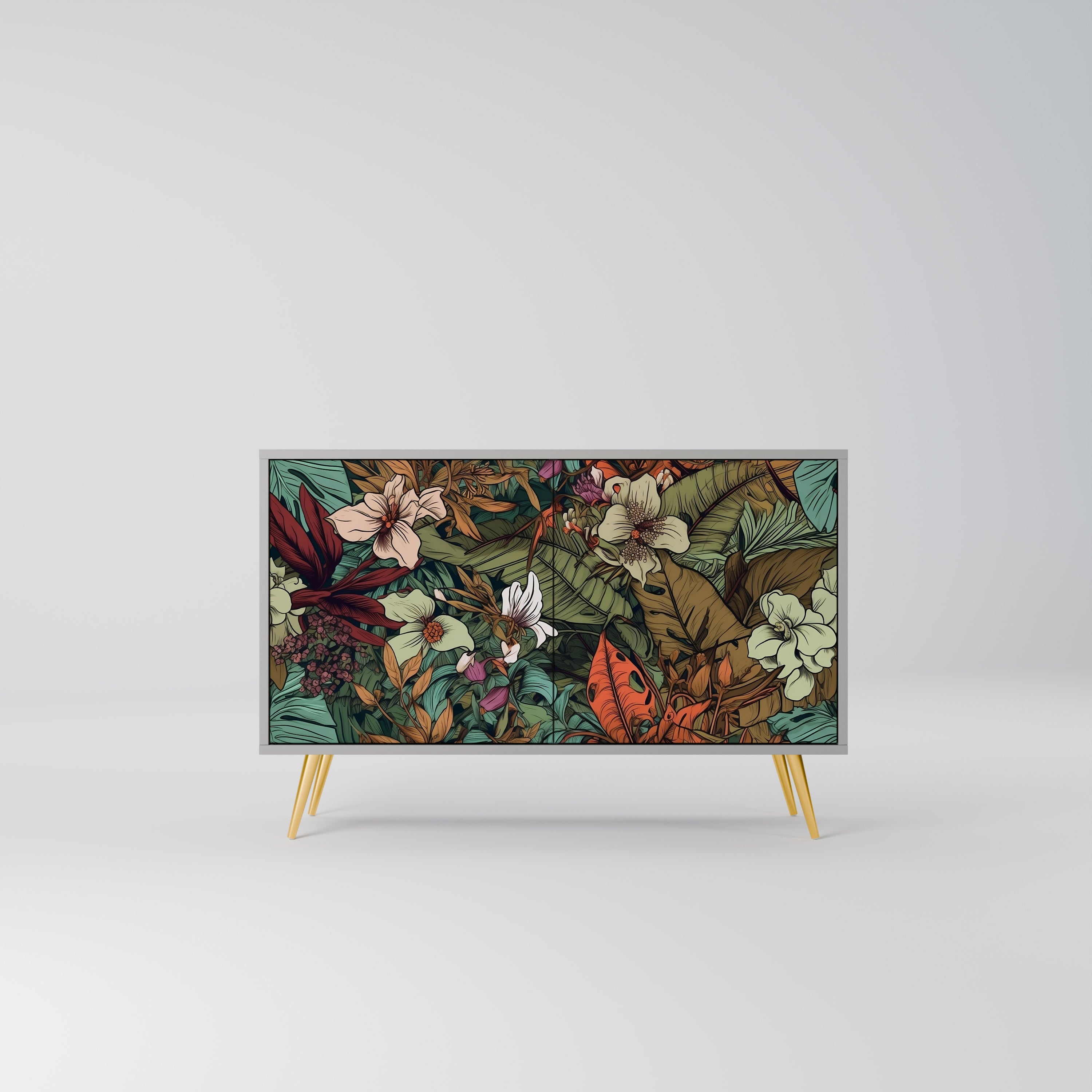 BOTANICAL EMERGENCE Sideboard mit 2 Türen in Grau