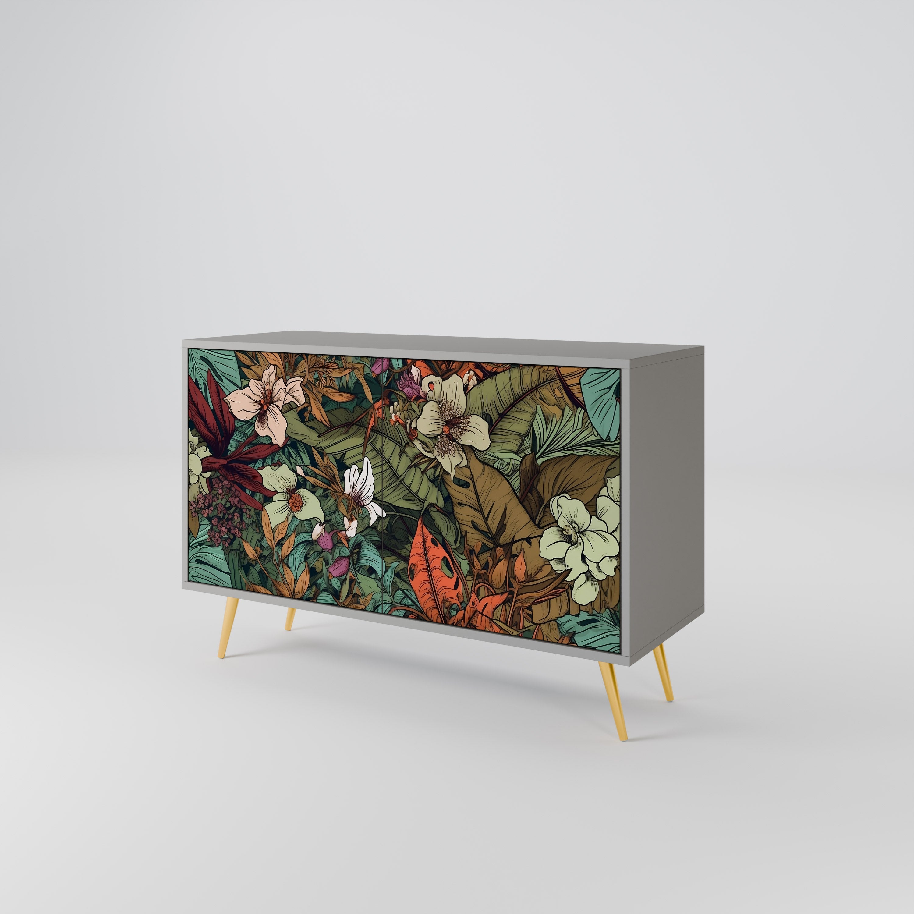 BOTANICAL EMERGENCE Sideboard mit 2 Türen in Grau