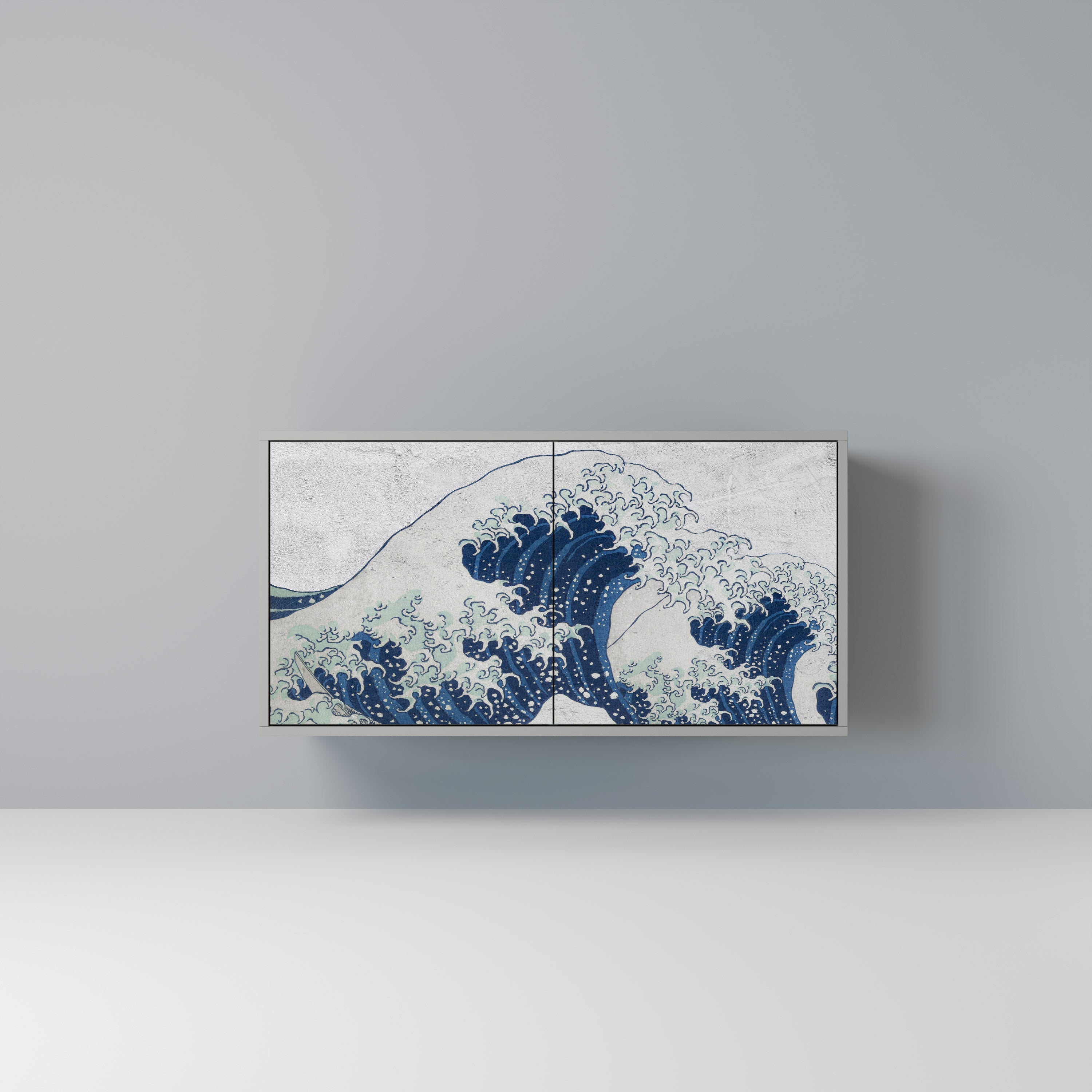 THE GREAT WAVE AT KANAGAWA Sideboard mit 2 Türen in Grau