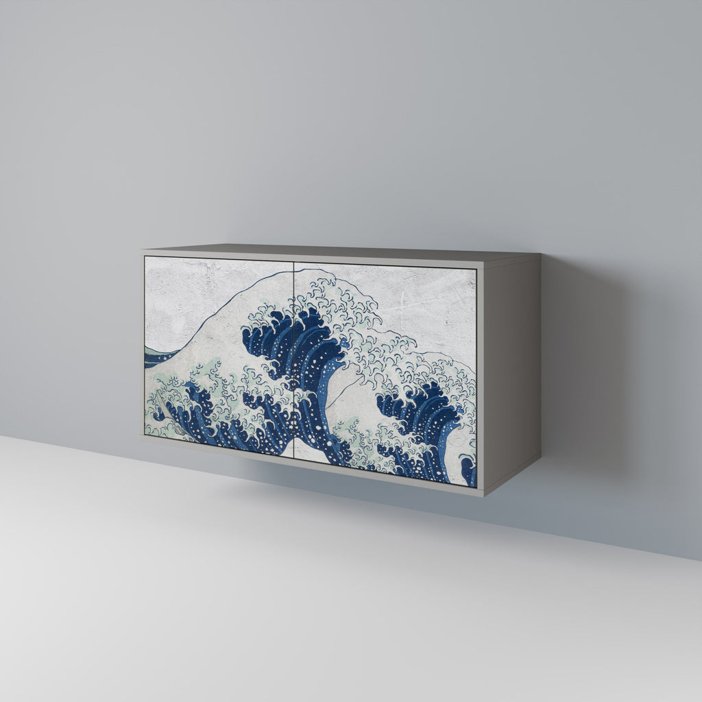 THE GREAT WAVE AT KANAGAWA Sideboard mit 2 Türen in Grau