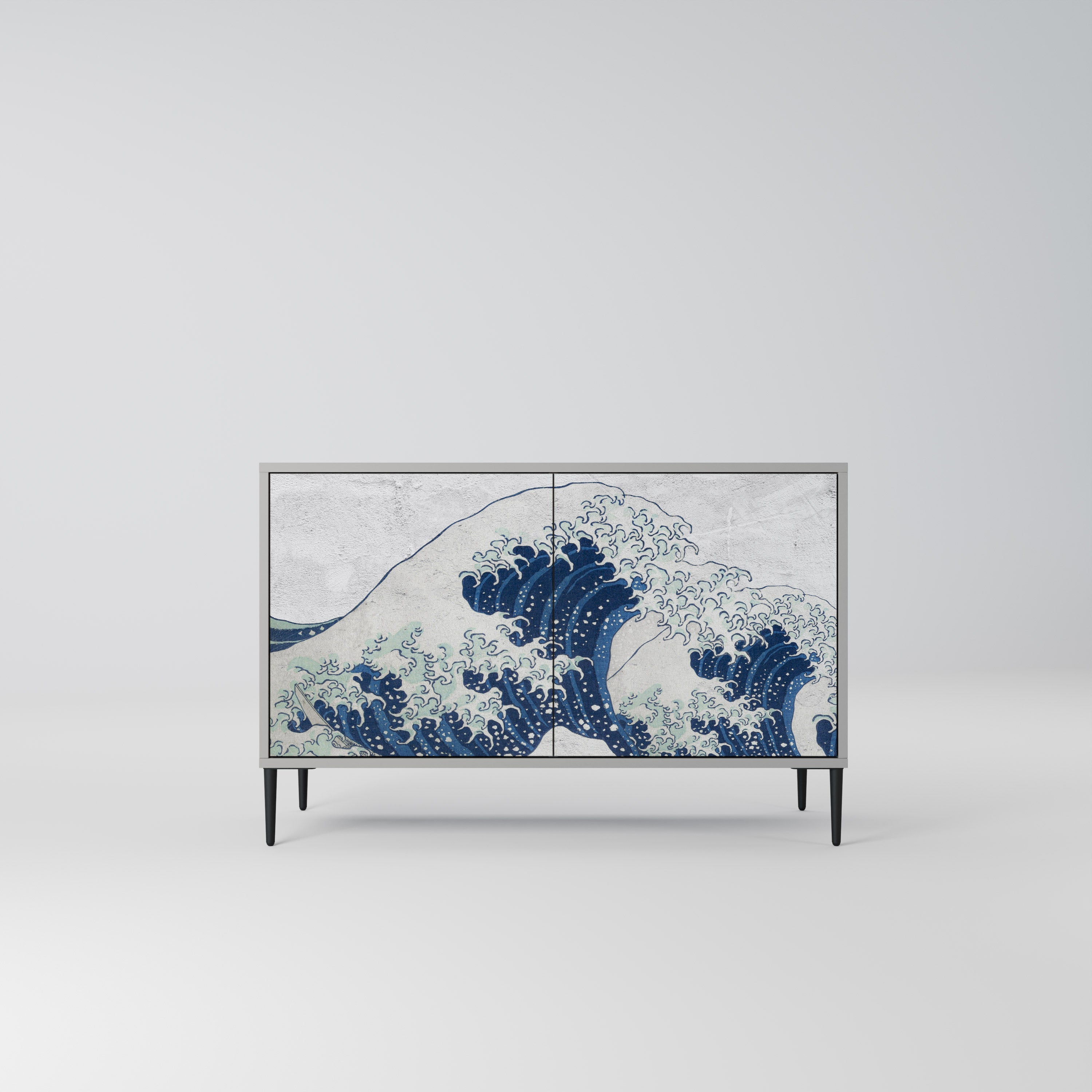 THE GREAT WAVE AT KANAGAWA Sideboard mit 2 Türen in Grau