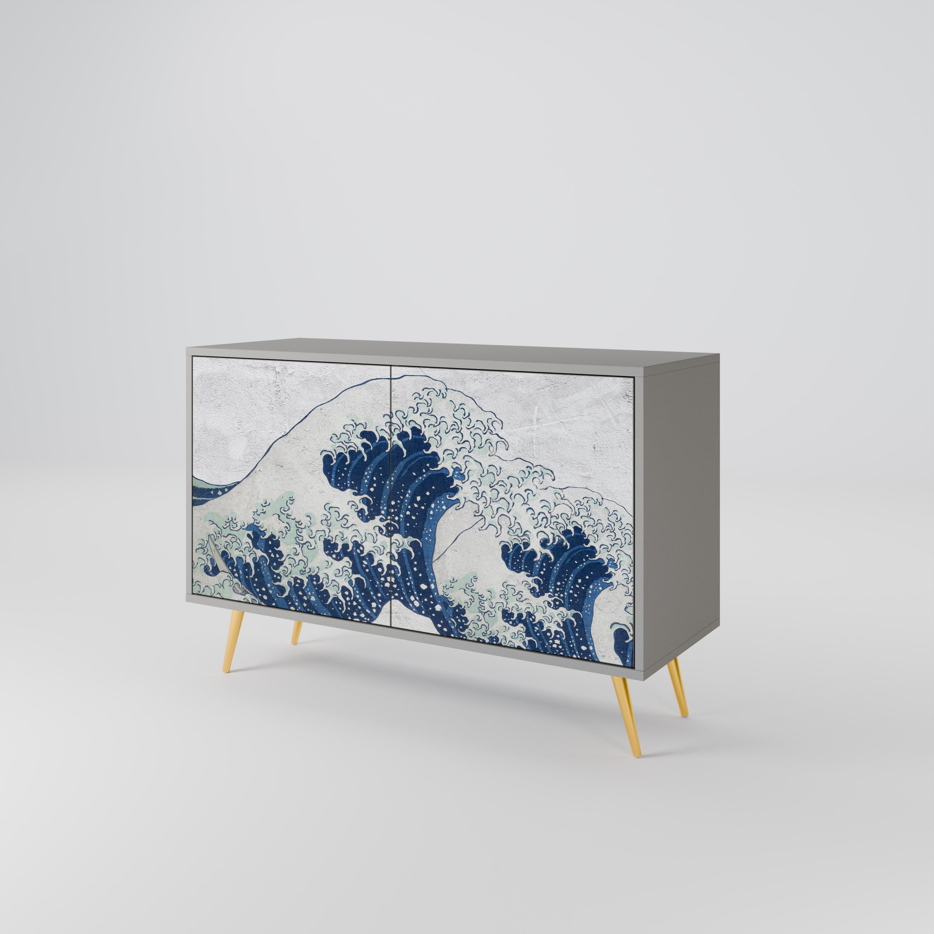 THE GREAT WAVE AT KANAGAWA Sideboard mit 2 Türen in Grau