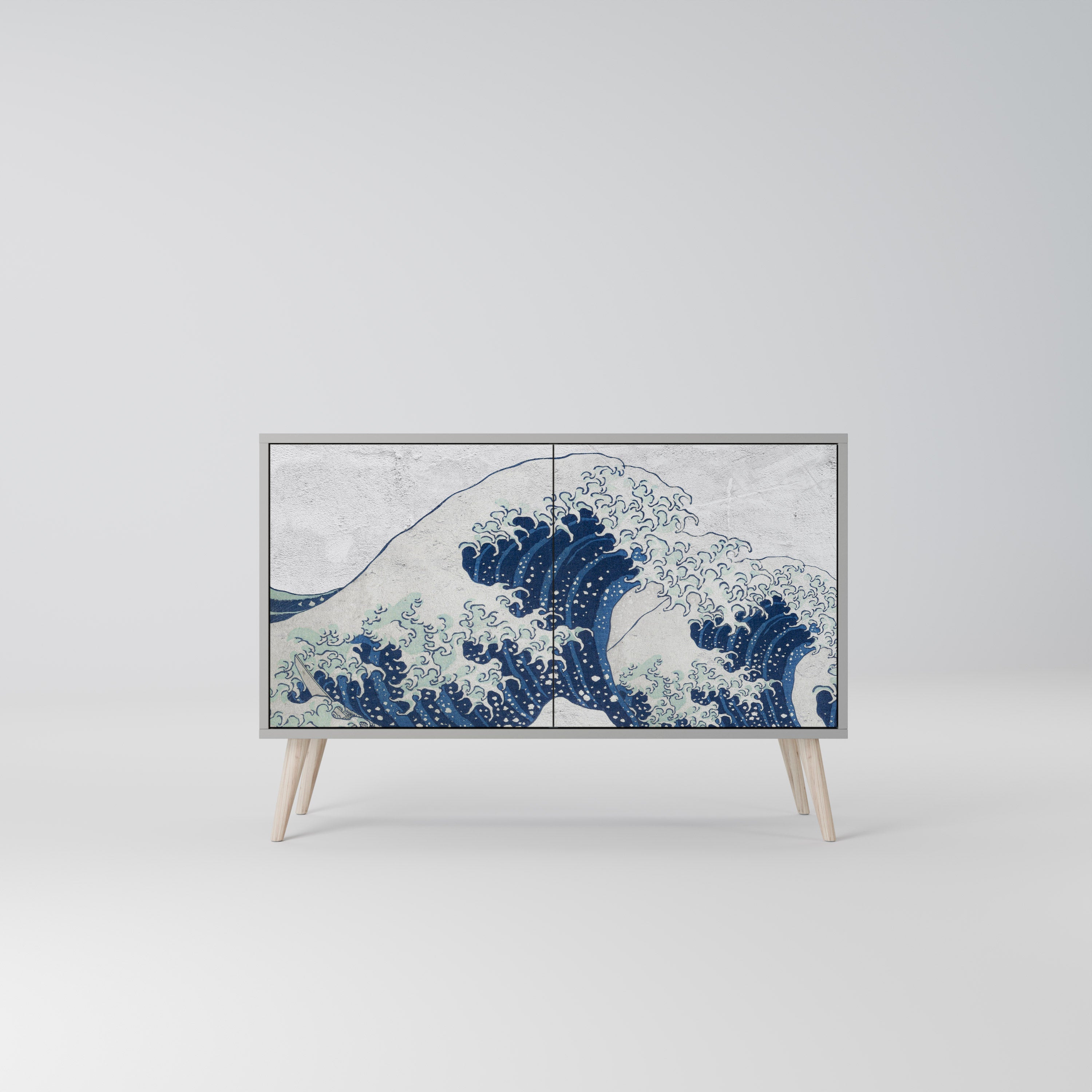 THE GREAT WAVE AT KANAGAWA Sideboard mit 2 Türen in Grau