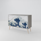 THE GREAT WAVE AT KANAGAWA Sideboard mit 2 Türen in Grau