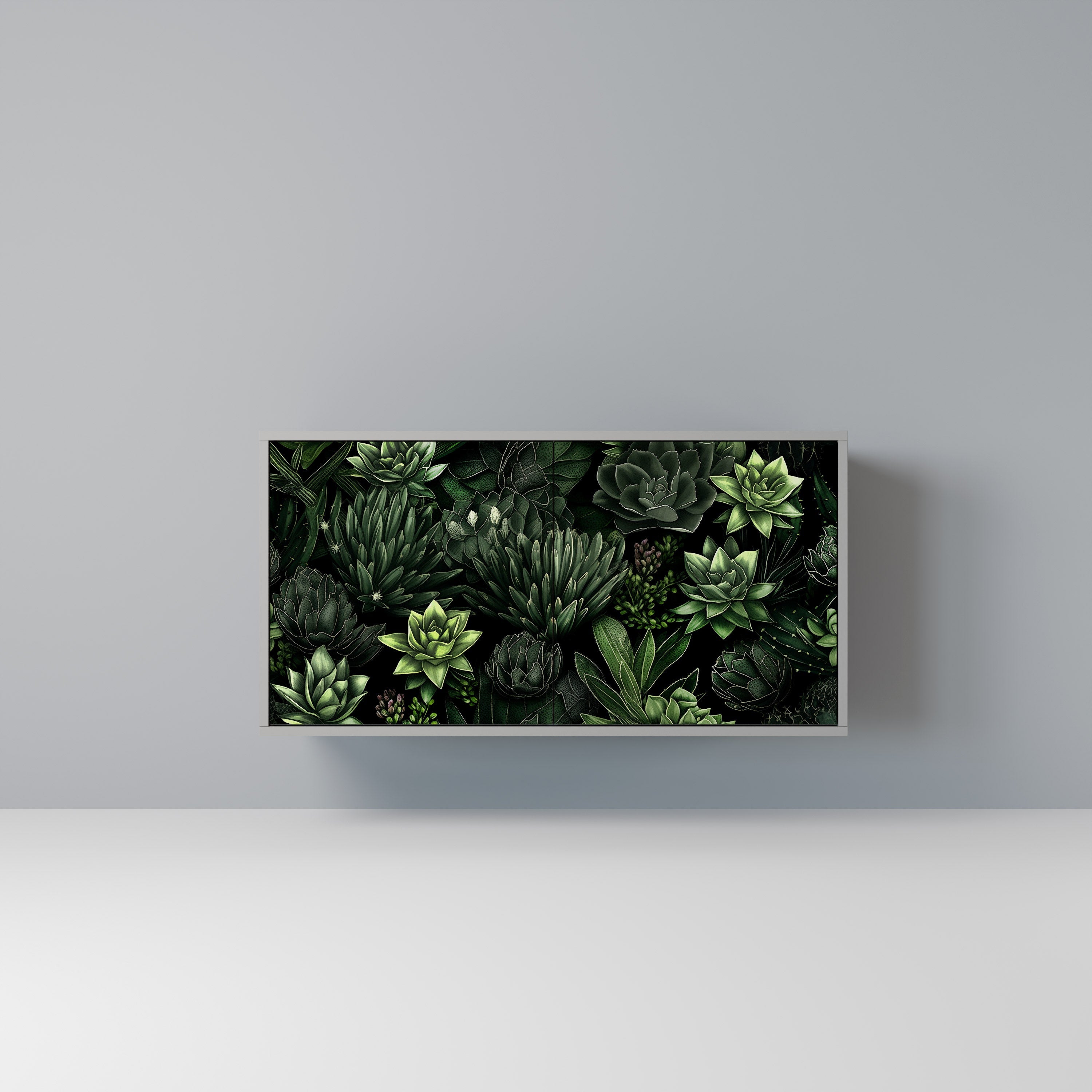 SUCCULENT JUNGLE Sideboard mit 2 Türen in Grau