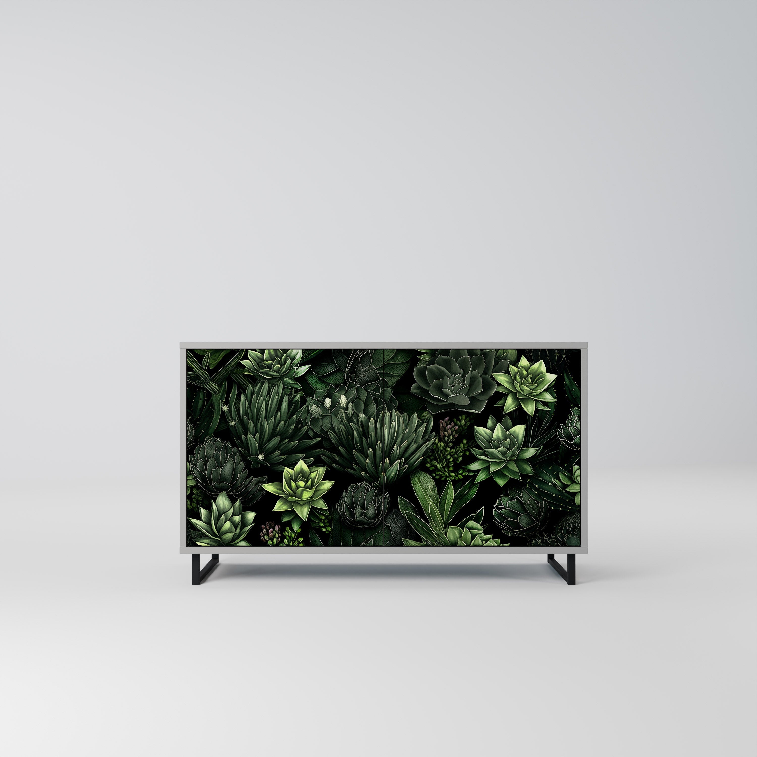 SUCCULENT JUNGLE Sideboard mit 2 Türen in Grau